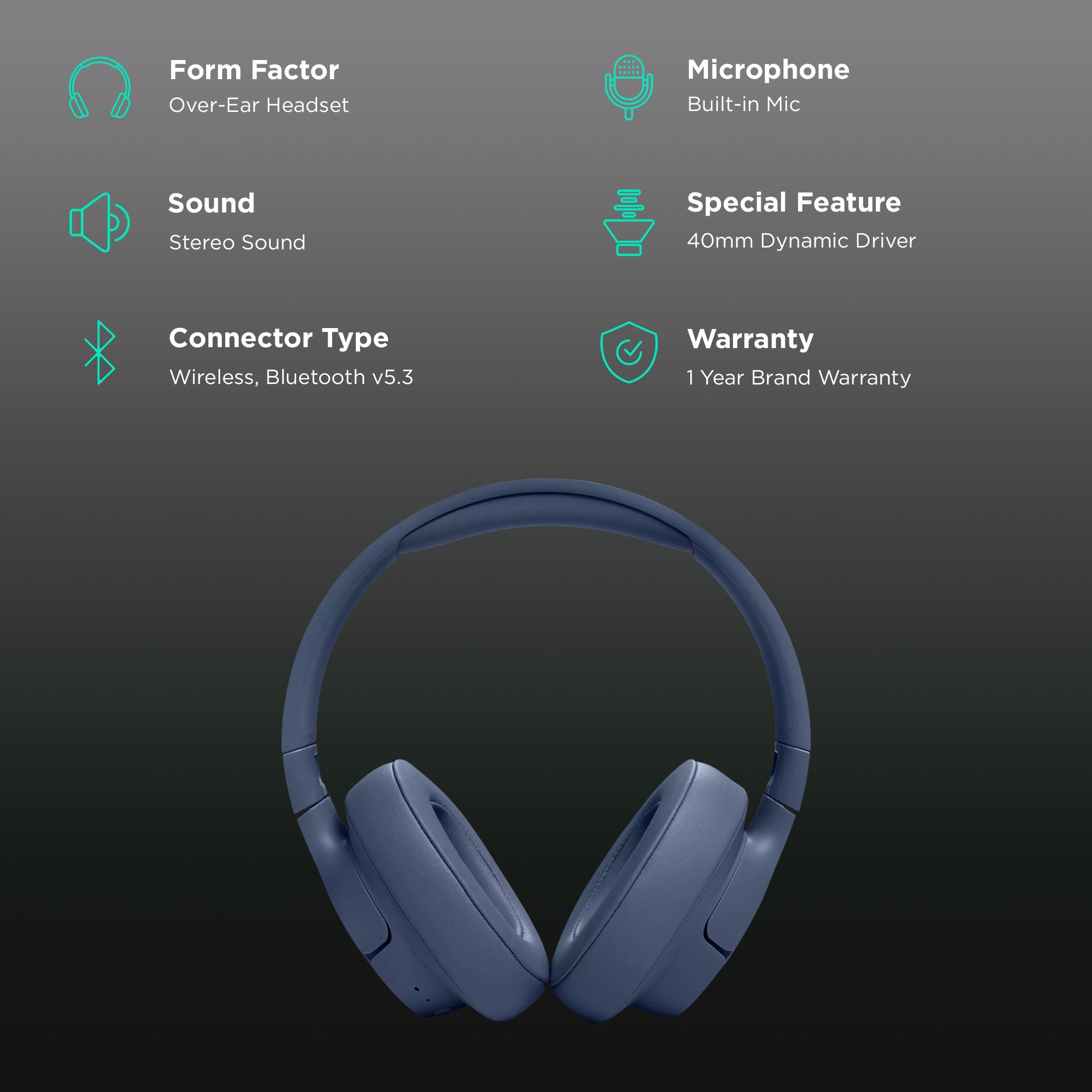 JBL Tune 720BT Bluetooth Headphone with Mic (Upto 76 Hours Playback, Over Ear, Blue)_2