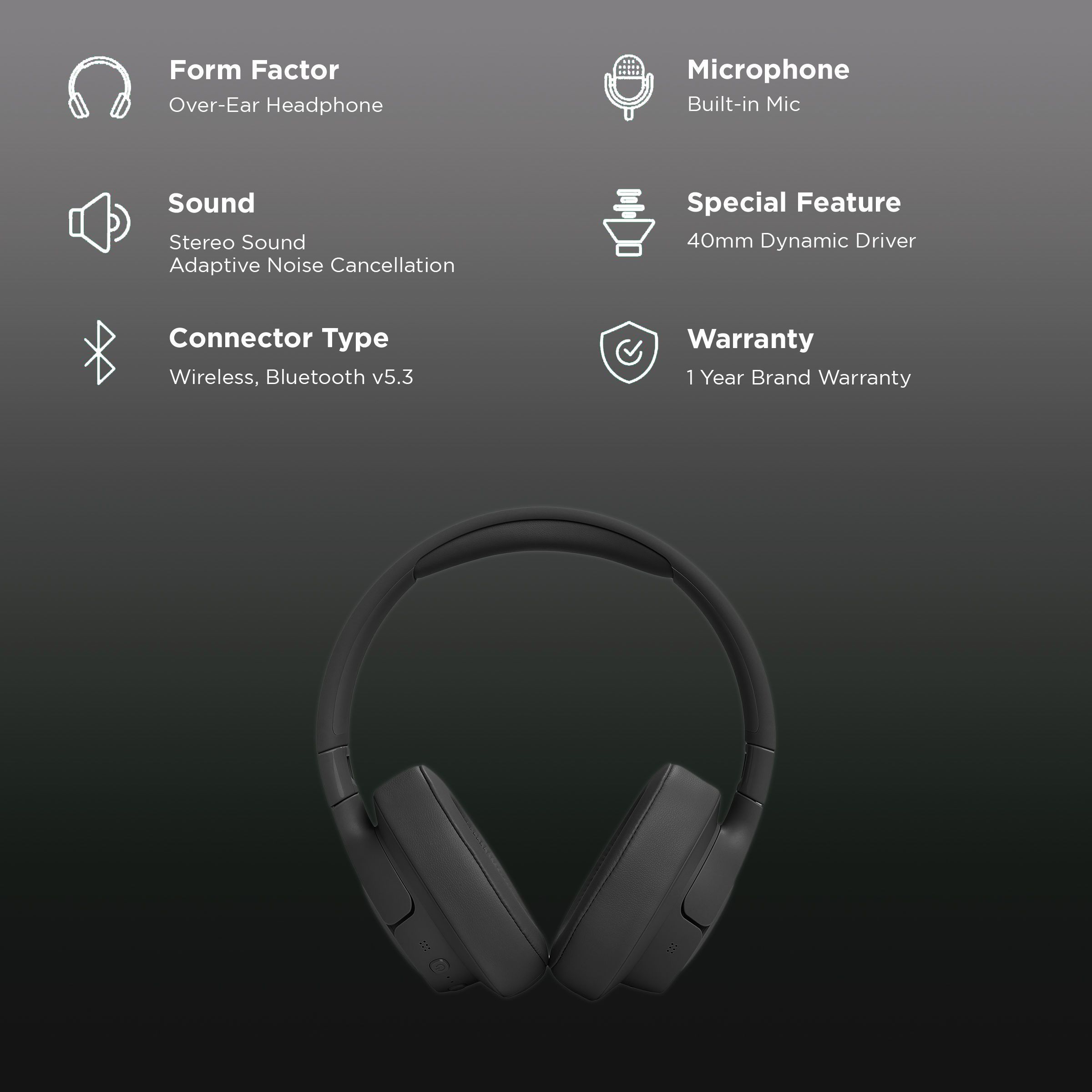 JBL Tune 770NC Bluetooth Headphone with Adaptive Noise Cancellation (Pure Bass Sound, Over Ear, Black) JBL Tune 770NC Bluetooth Headphone with Adaptive Noise Cancellation (Pure Bass Sound, Over Ear, Black)_2