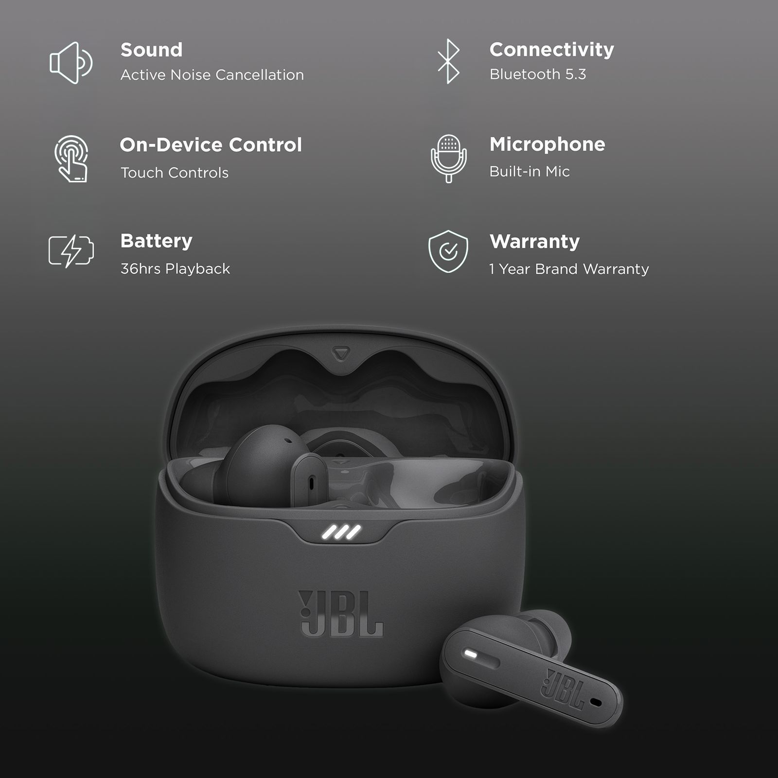 JBL Tune Beam TWS Earbuds with Active Noise Cancellation (IP54 Water Resistant, Fast Charge, Black) JBL Tune Beam TWS Earbuds with Active Noise Cancellation (IP54 Water Resistant, Fast Charge, Black)_2