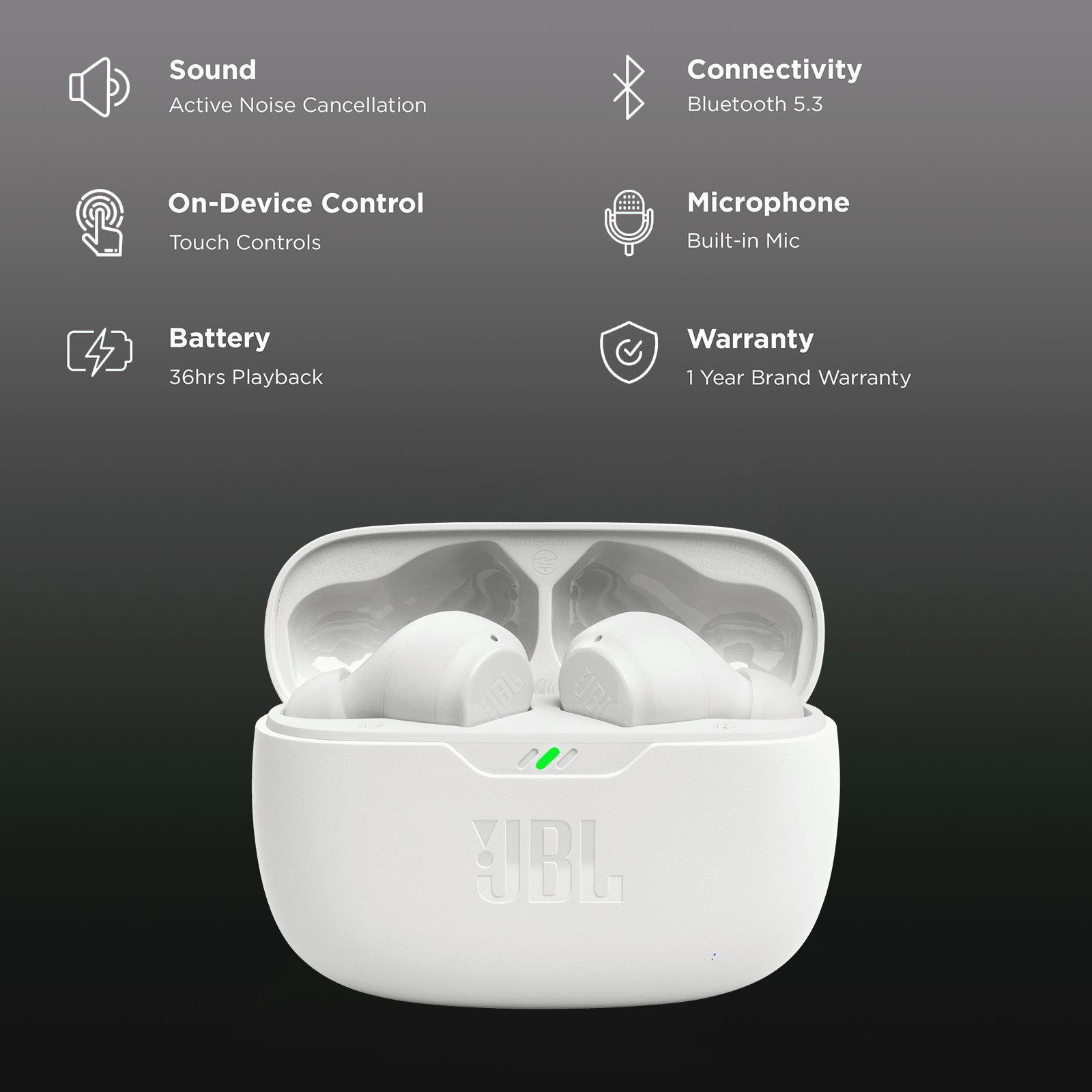 JBL Tune Beam JBLTBEAMWHT TWS Earbuds with Active Noise Cancellation (IP54 Water Resistant, Ambient Aware, White)_2