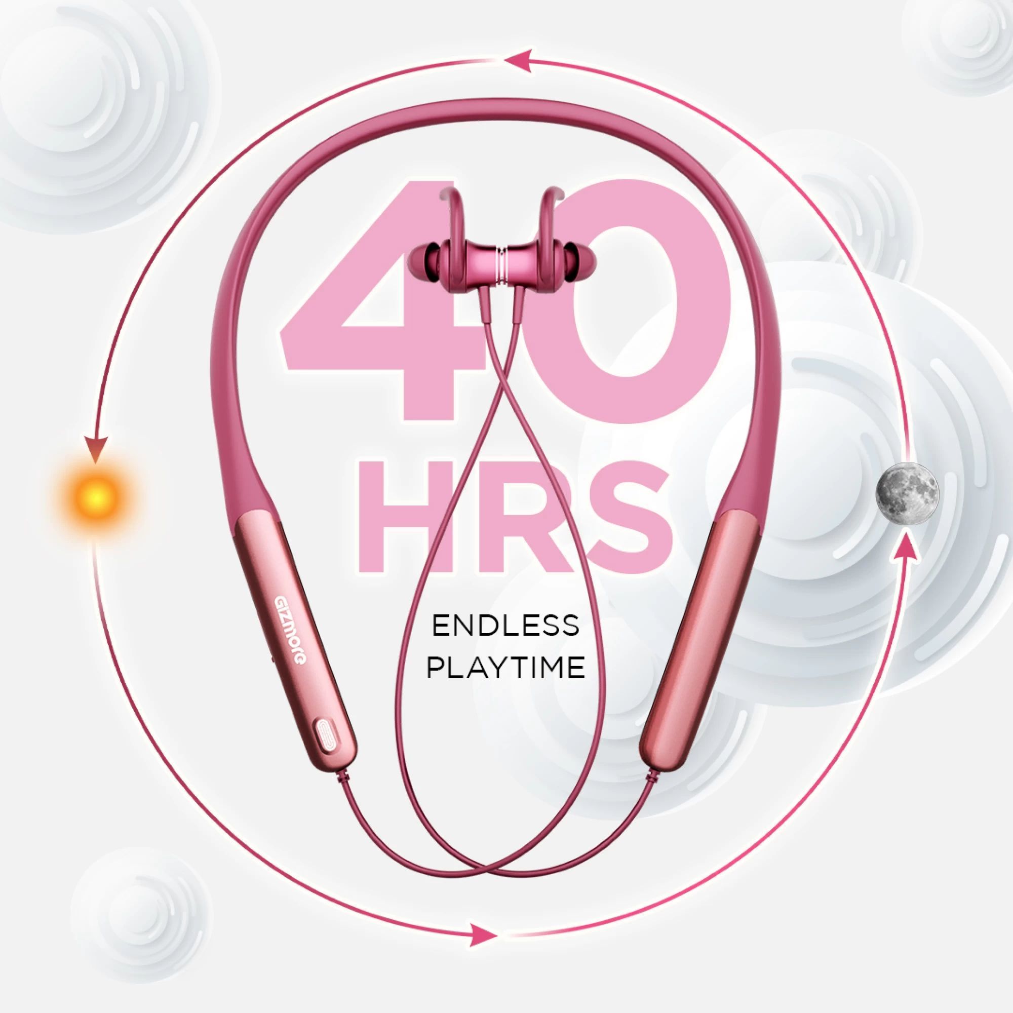 GIZmore Bang MN227 Neckband with Environmental Noise Cancellation (IP65 Water Resistant, Fast Charging, Berry Pink) GIZmore Bang MN227 Neckband with Environmental Noise Cancellation (IP65 Water Resistant, Fast Charging, Berry Pink)_5