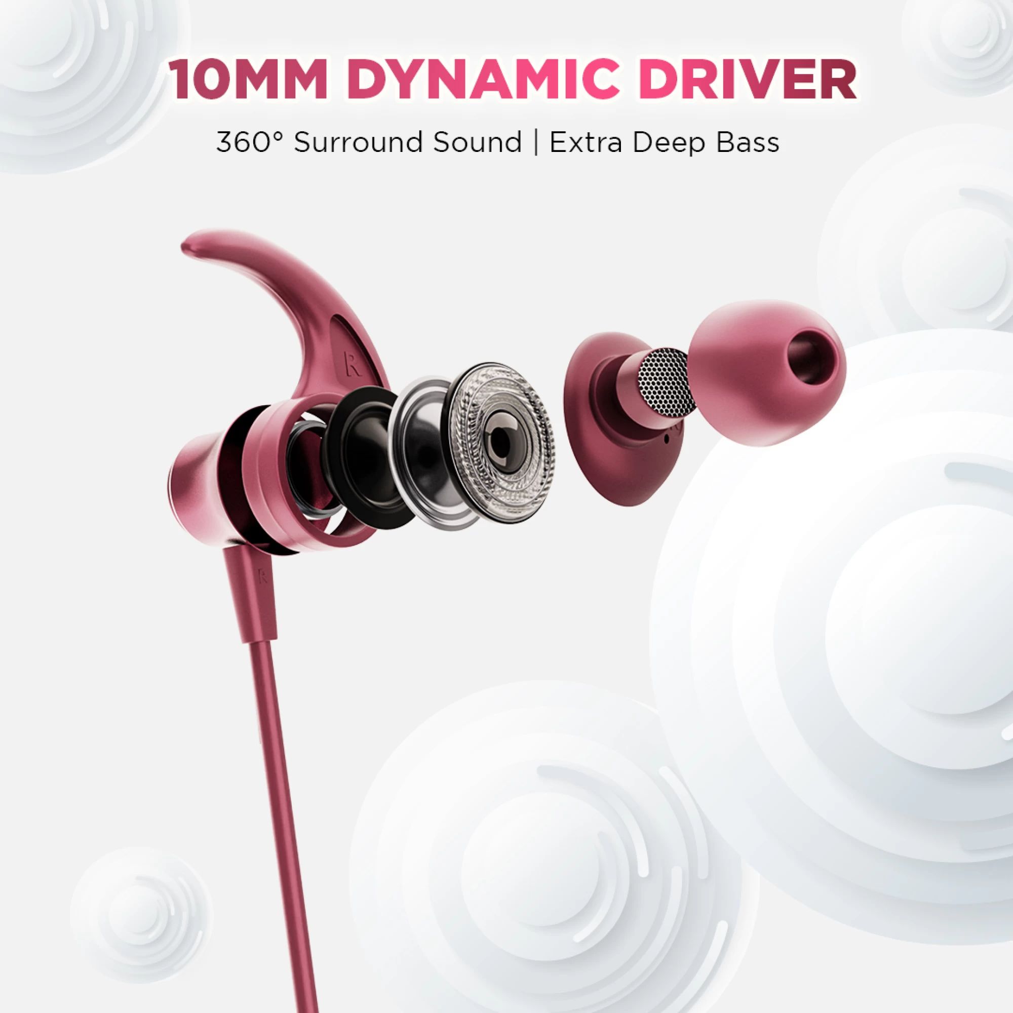 GIZmore Bang MN227 Neckband with Environmental Noise Cancellation (IP65 Water Resistant, Fast Charging, Berry Pink) GIZmore Bang MN227 Neckband with Environmental Noise Cancellation (IP65 Water Resistant, Fast Charging, Berry Pink)_6