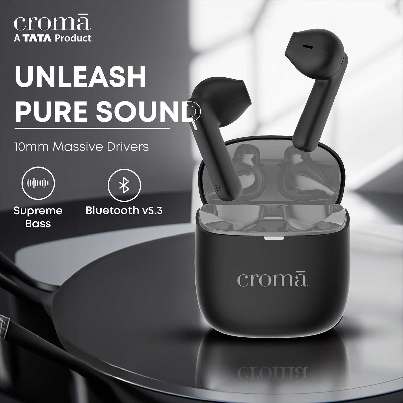 Croma TWS Earbuds (Fast Charging, Black and Grey)_6