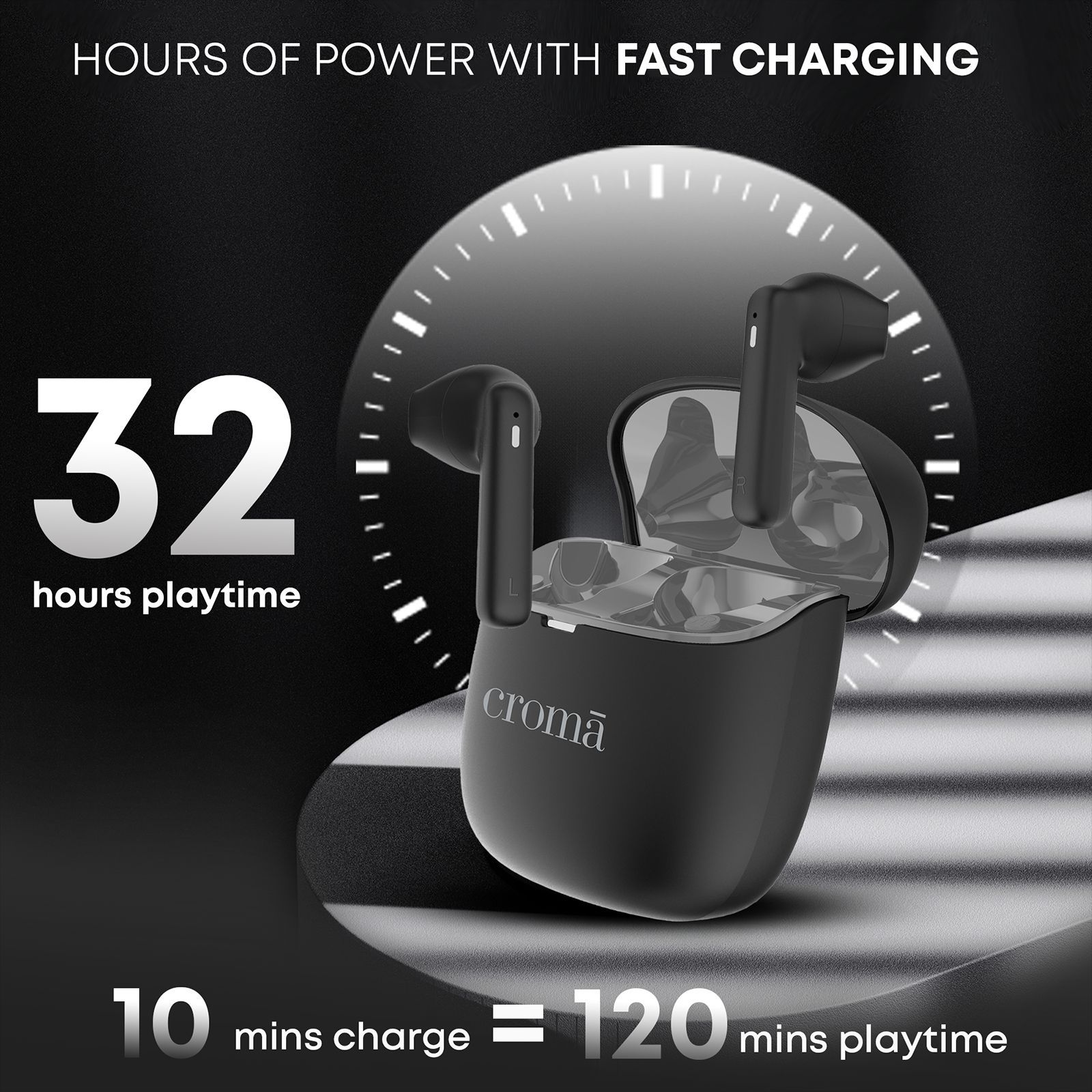 Croma TWS Earbuds (Fast Charging, Black and Grey)_8