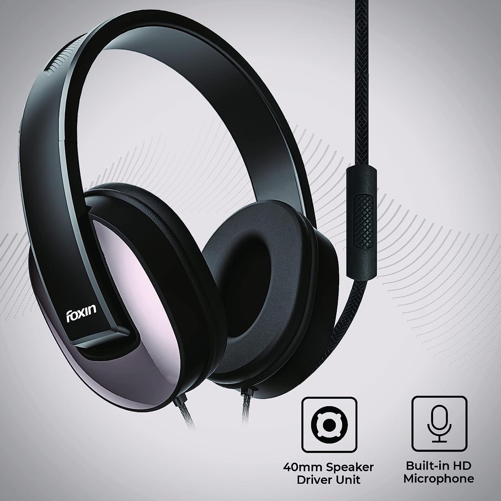 Foxin ROAR 309 FOXHED0163 Wired Headphone with Mic (Over-Ear, Gunmetal Black)_3