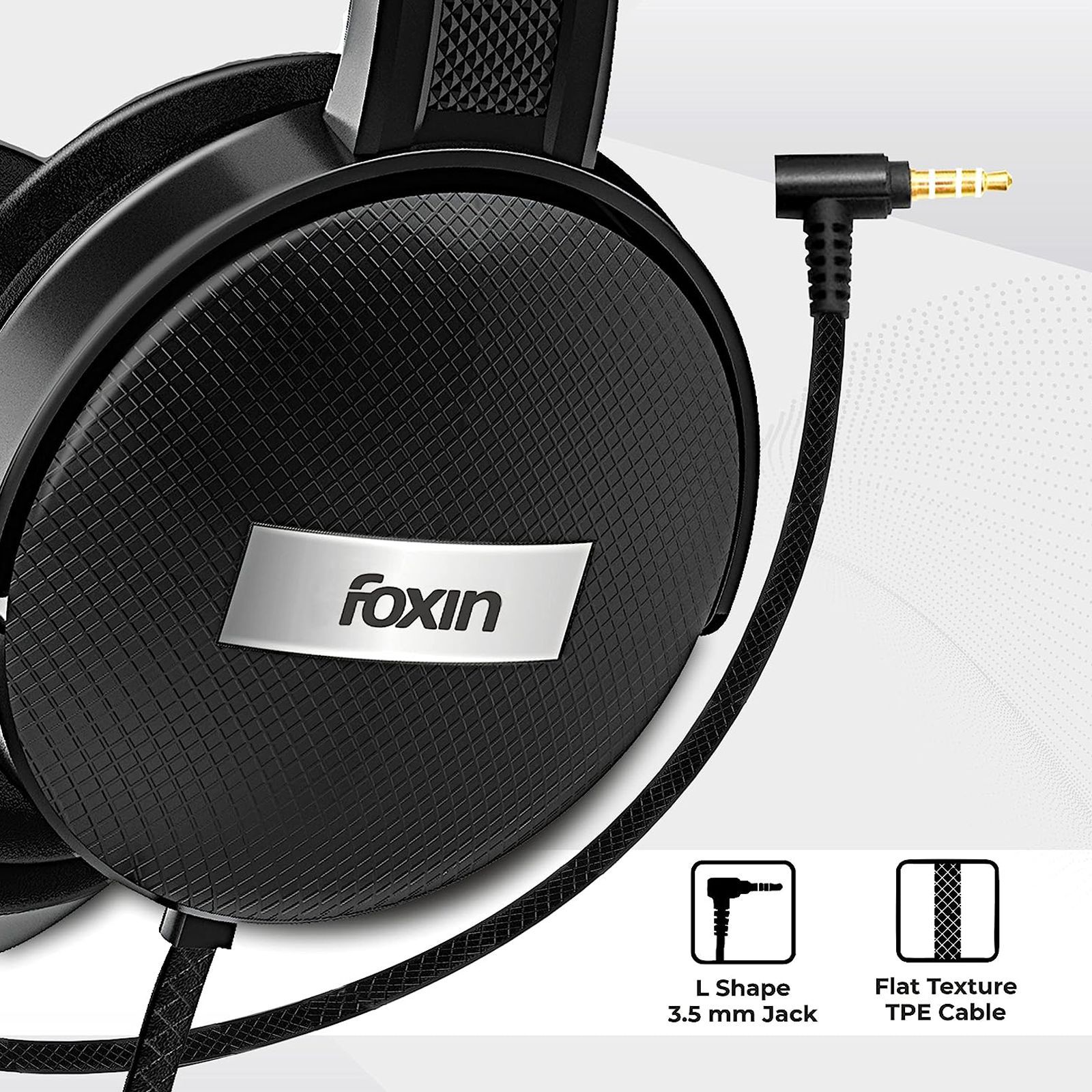 Foxin FHM-306 FOXHED0120 Wired Headphone with Mic (Over-Ear, Black)_3