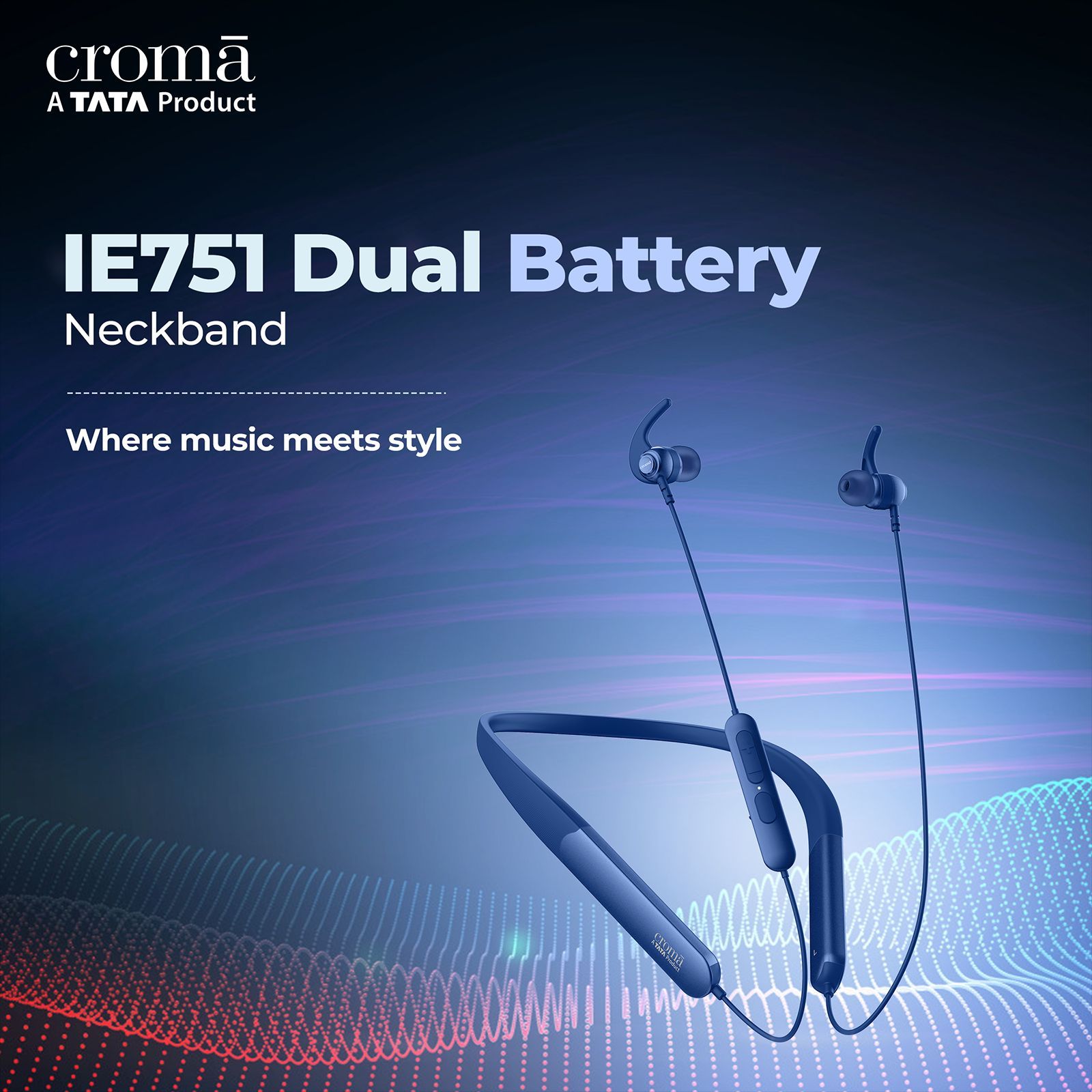 Croma Neckband with Environmental Noise Cancellation (IPX4 Water Resistant, Dual Device Pairing, Blue)_8