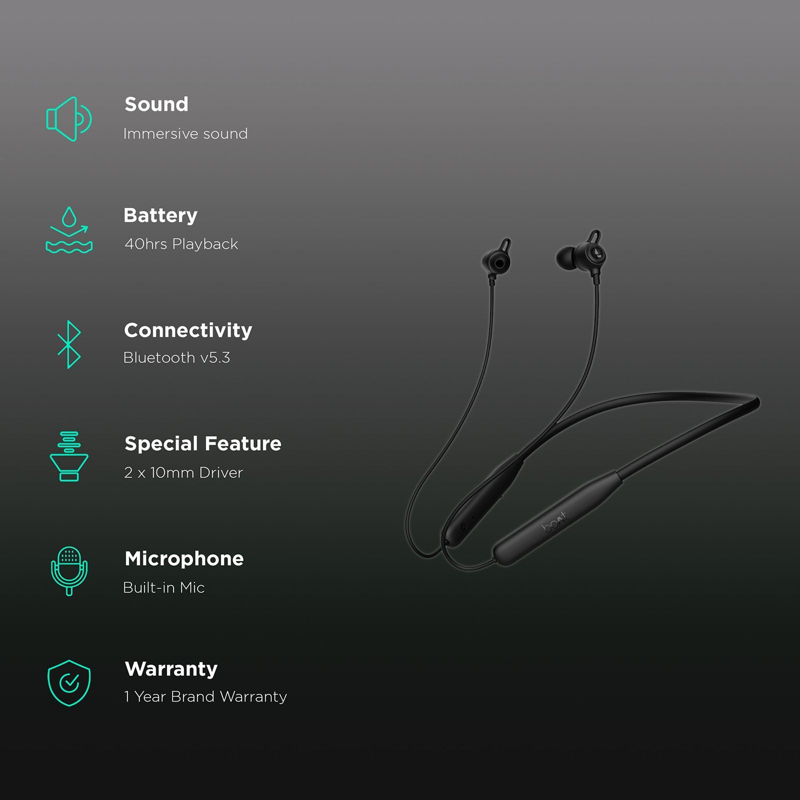 boAt Rockerz 109 Neckband with Environmental Noise Cancellation (IPX5 Water Resistant, ASAP Charge, Active Black)_2