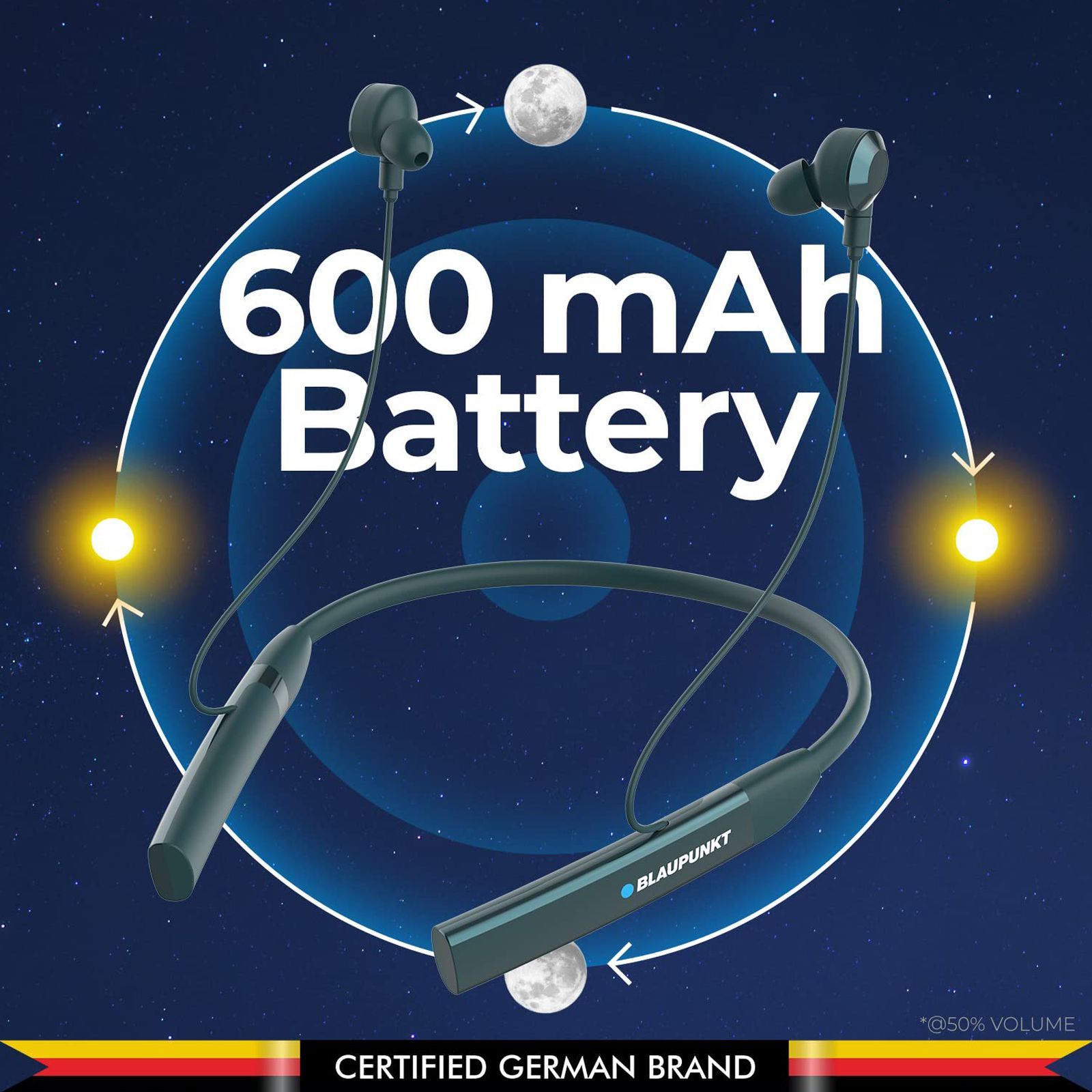 Blaupunkt BE100 Neckband with Noise Isolation (Sweat Resistant, Bass Demon Technology, Green)_3