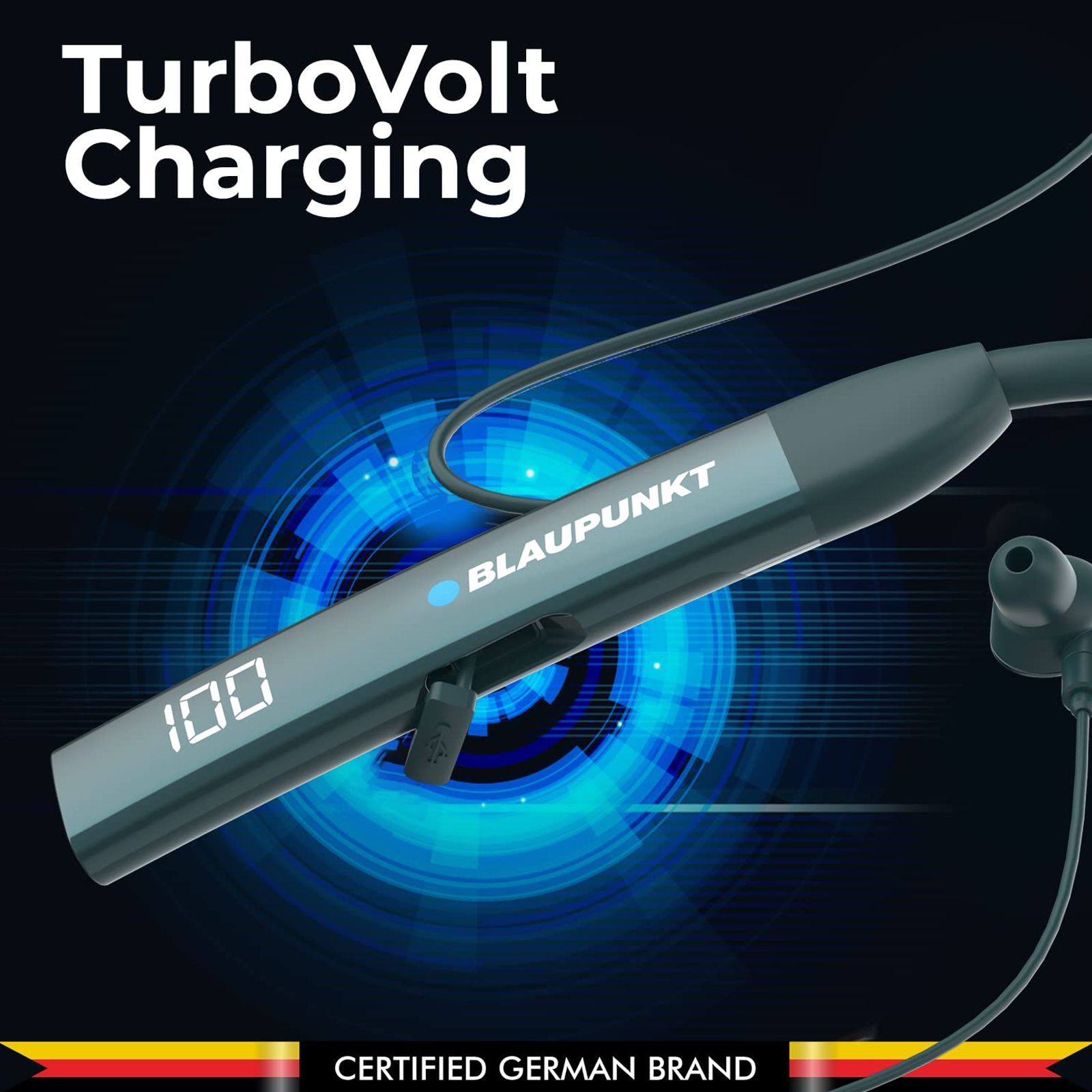 Blaupunkt BE100 Neckband with Noise Isolation (Sweat Resistant, Bass Demon Technology, Green)_4