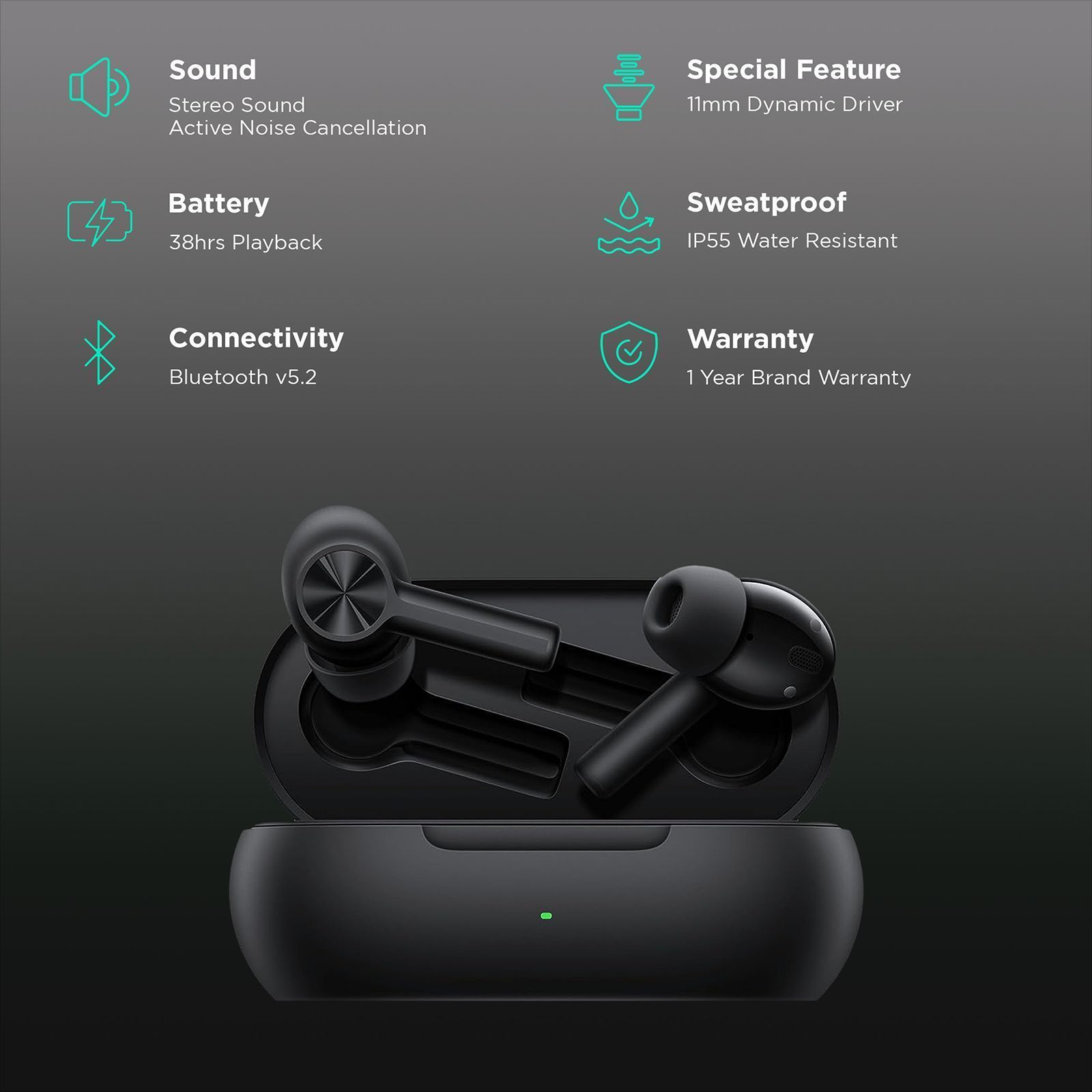 OnePlus Buds Z2 TWS Earbuds with Active Noise Cancellation (IP55 Water Resistant, Upto 5 Hours Playback, Matte Black)_2