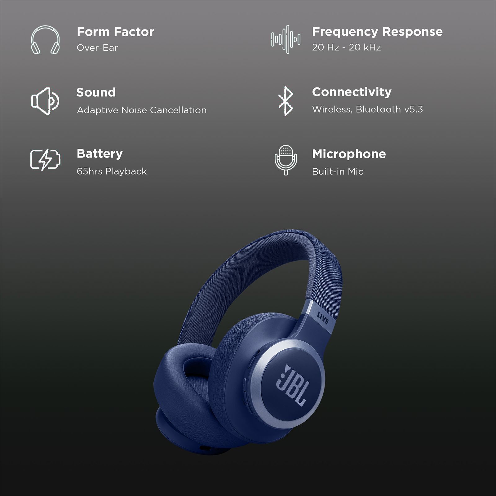 JBL LIVE 770NC Bluetooth Headphone with Mic (Upto 65 Hours Playback, Over Ear, Blue)_2