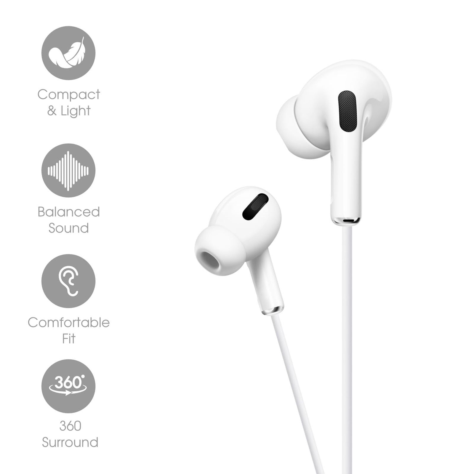 Candytech HF24 Candypro Wired Earphone with Mic (In Ear, White)_2