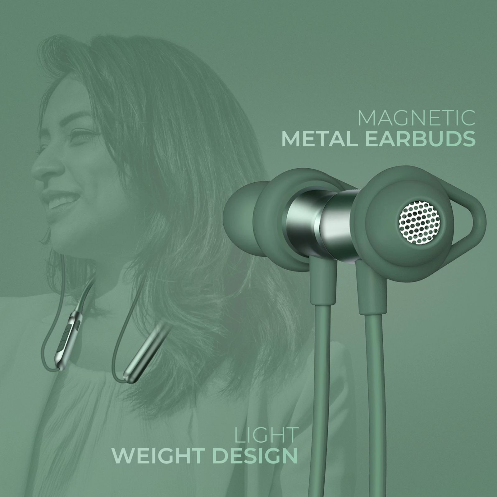 Foxin FoxBeat 181 Neckband (IPX5 Waterproof, Enhanced Bass Sound Quality, Moss Green)_6