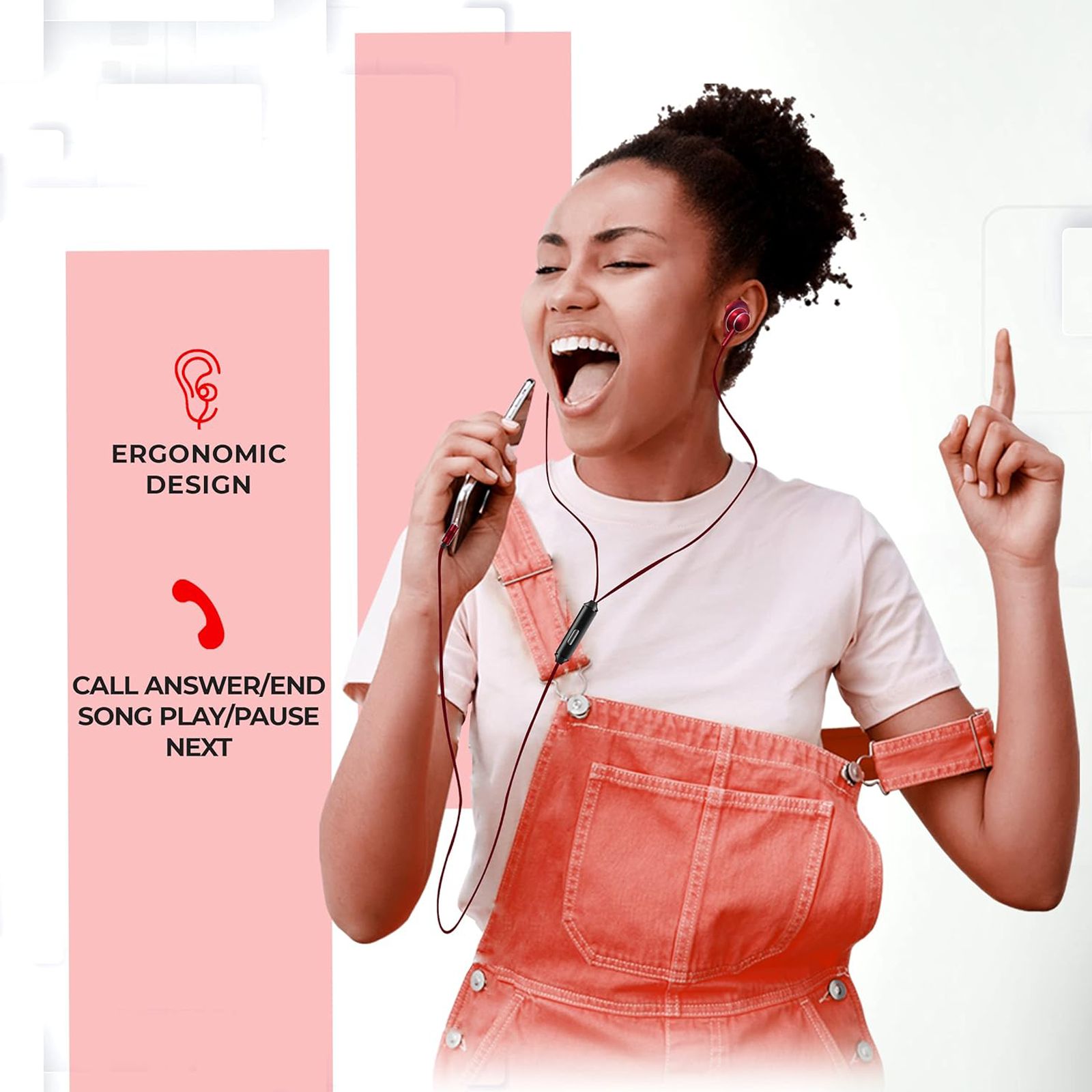 Foxin Bass Pro Plus M6 Wired Earphone with Mic (In Ear, Black and Red)_6