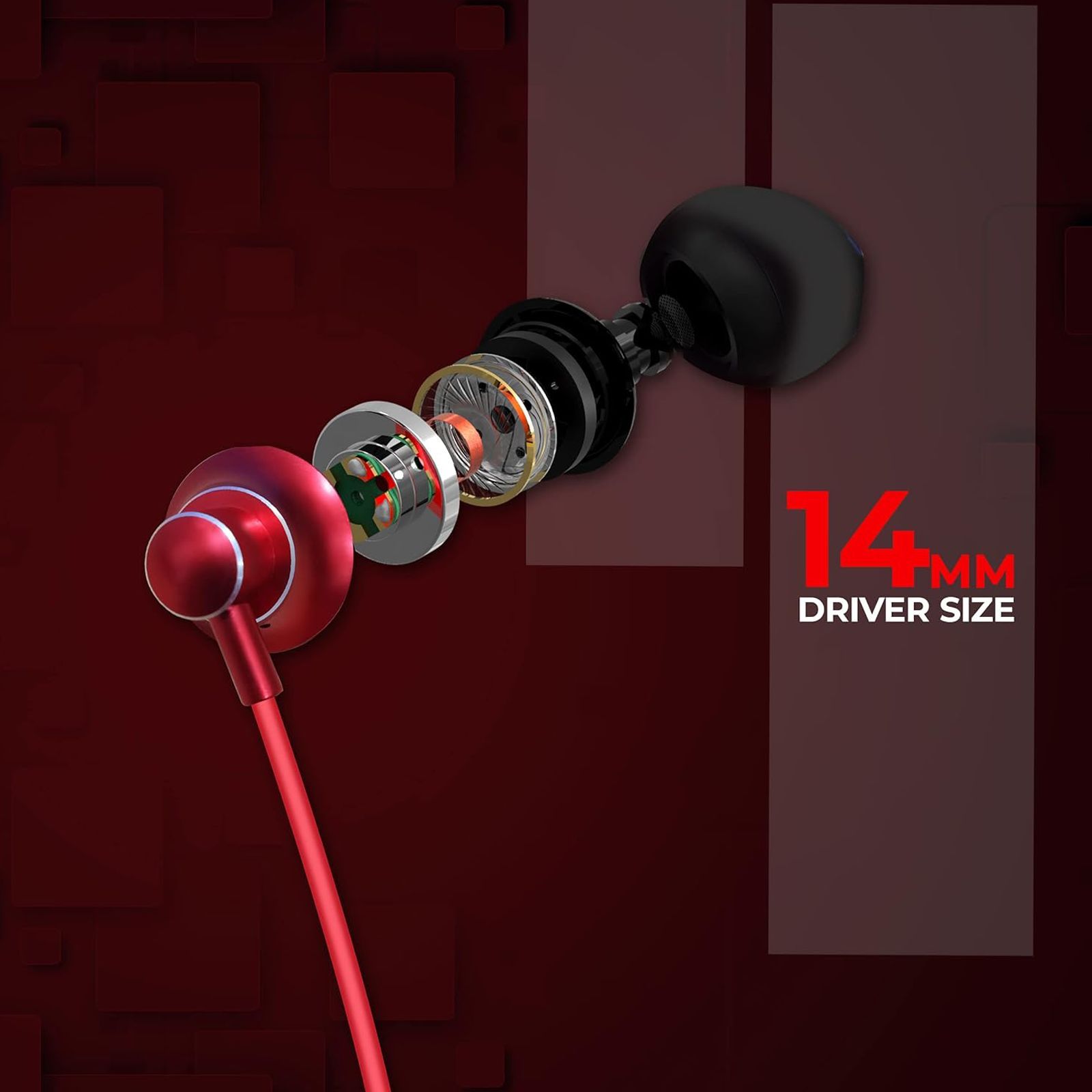 Foxin Bass Pro Plus M6 Wired Earphone with Mic (In Ear, Black and Red)_4