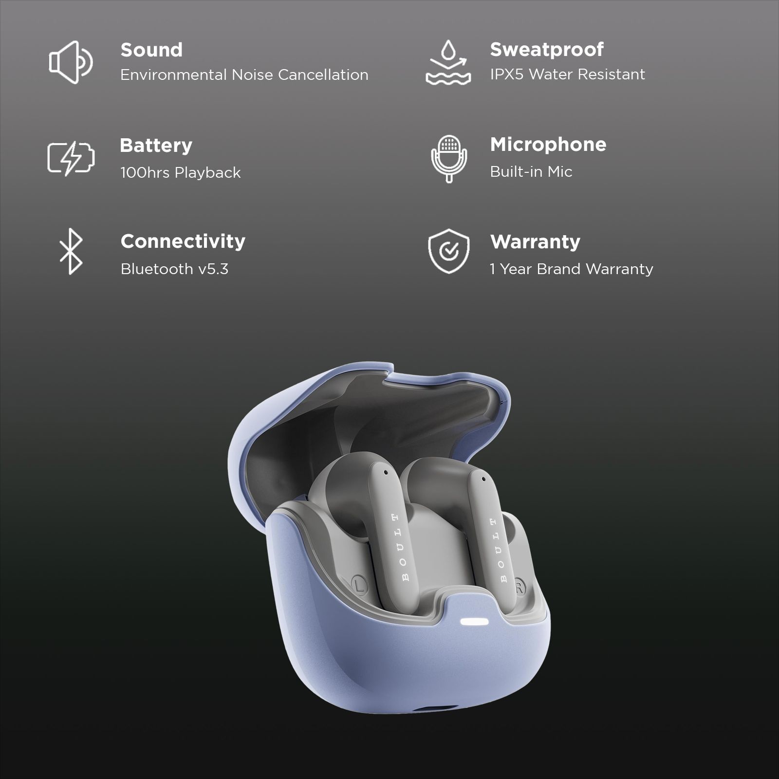 GOBOULT (formerly Boult) Z40 Pro TWS Earbuds with Environmental Noise Cancellation (IPX5 Water Resistant, Fast Charging, Pro Lavender) GOBOULT (formerly Boult) Z40 Pro TWS Earbuds with Environmental Noise Cancellation (IPX5 Water Resistant, Fast Charging, Pro Lavender)_3