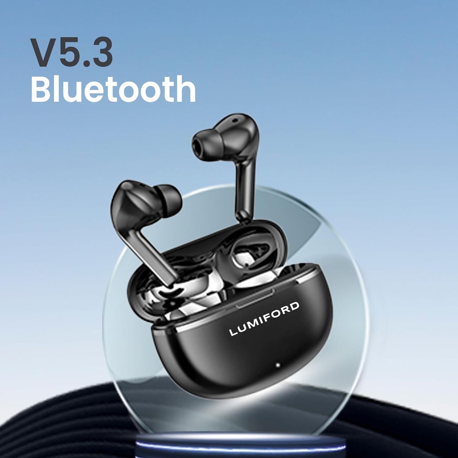 LUMIFORD Max T75 TWS Earbuds with Environmental Noise Cancellation (IPX4 Water Resistant, Smart Touch Control, Black)_5