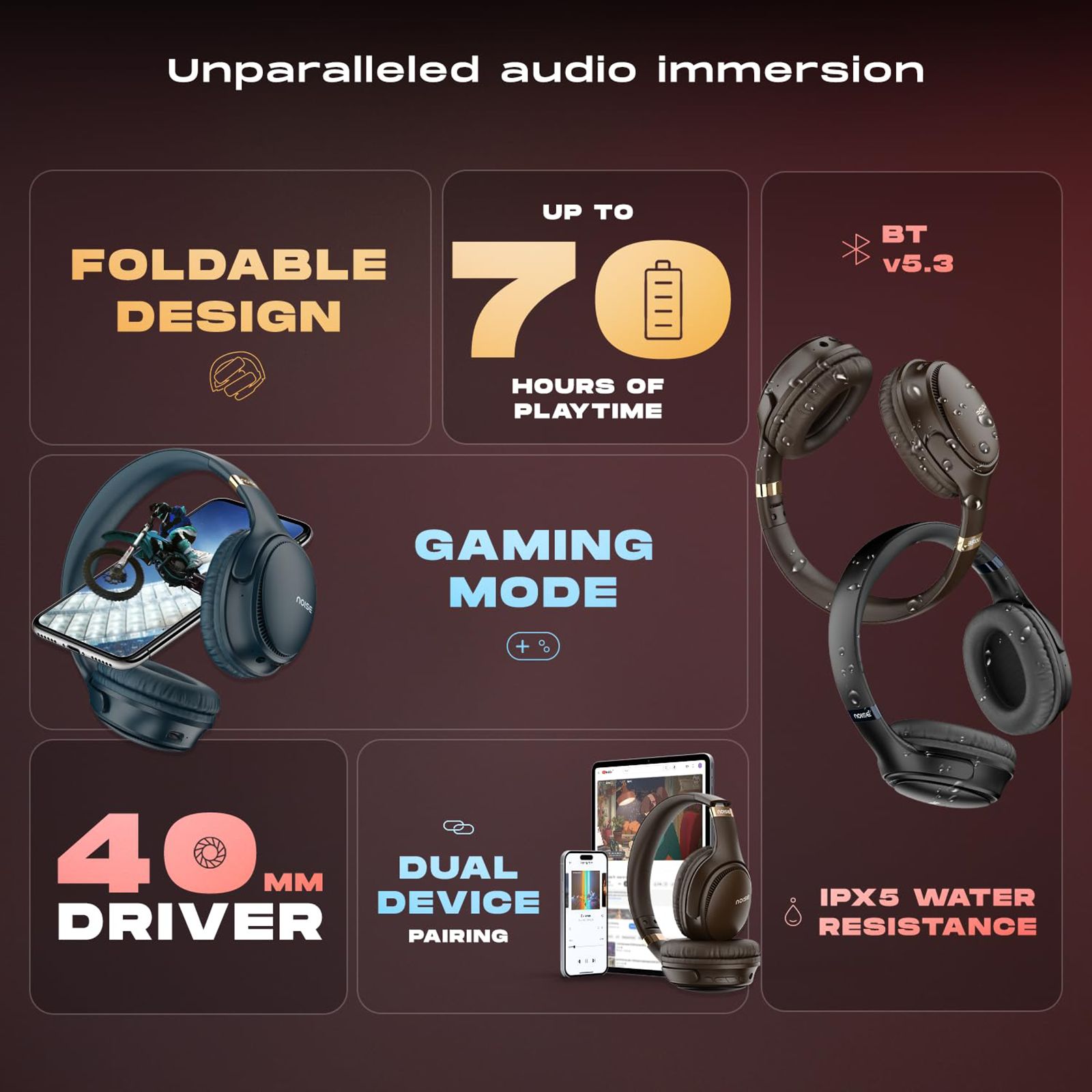 noise Three Bluetooth Headphone with Mic (Google Assistant Enabled, Over Ear, Chocolate Brown) noise Three Bluetooth Headphone with Mic (Google Assistant Enabled, Over Ear, Chocolate Brown)_9