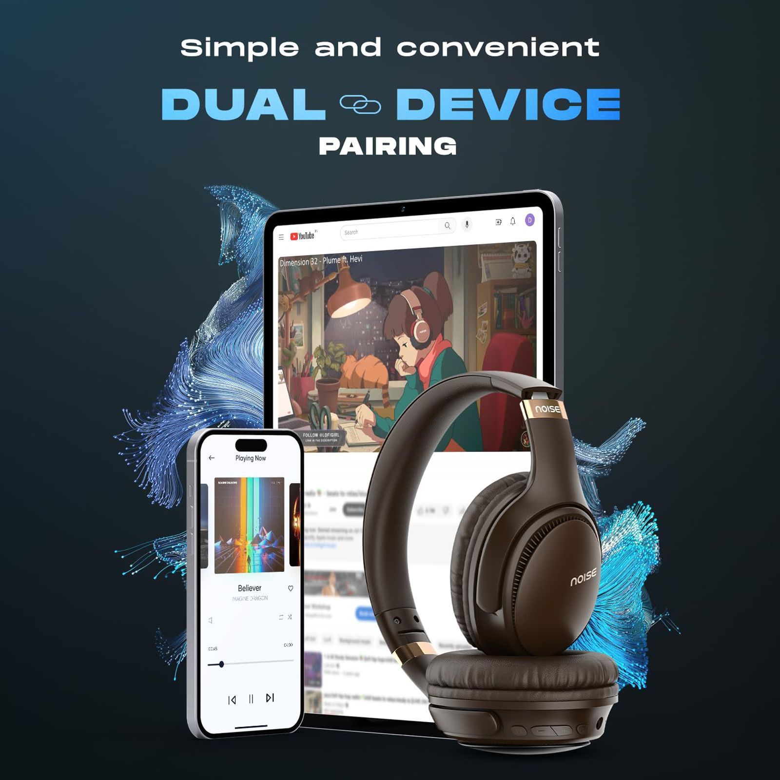 noise Three Bluetooth Headphone with Mic (Google Assistant Enabled, Over Ear, Chocolate Brown) noise Three Bluetooth Headphone with Mic (Google Assistant Enabled, Over Ear, Chocolate Brown)_4