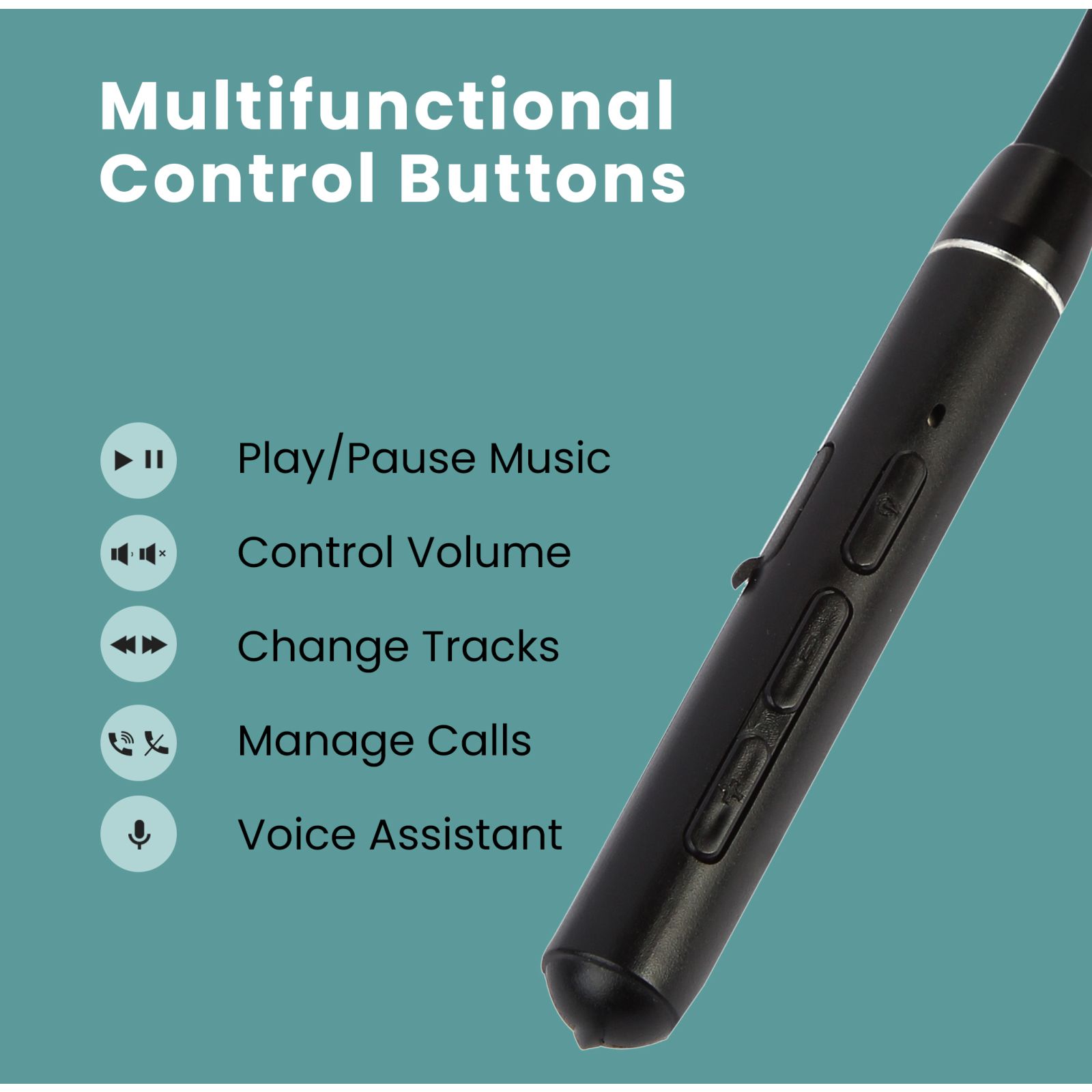 ambrane Melody 29 Neckband (IPX4 Water Resistant, 8 Hours Playtime, Black)_2