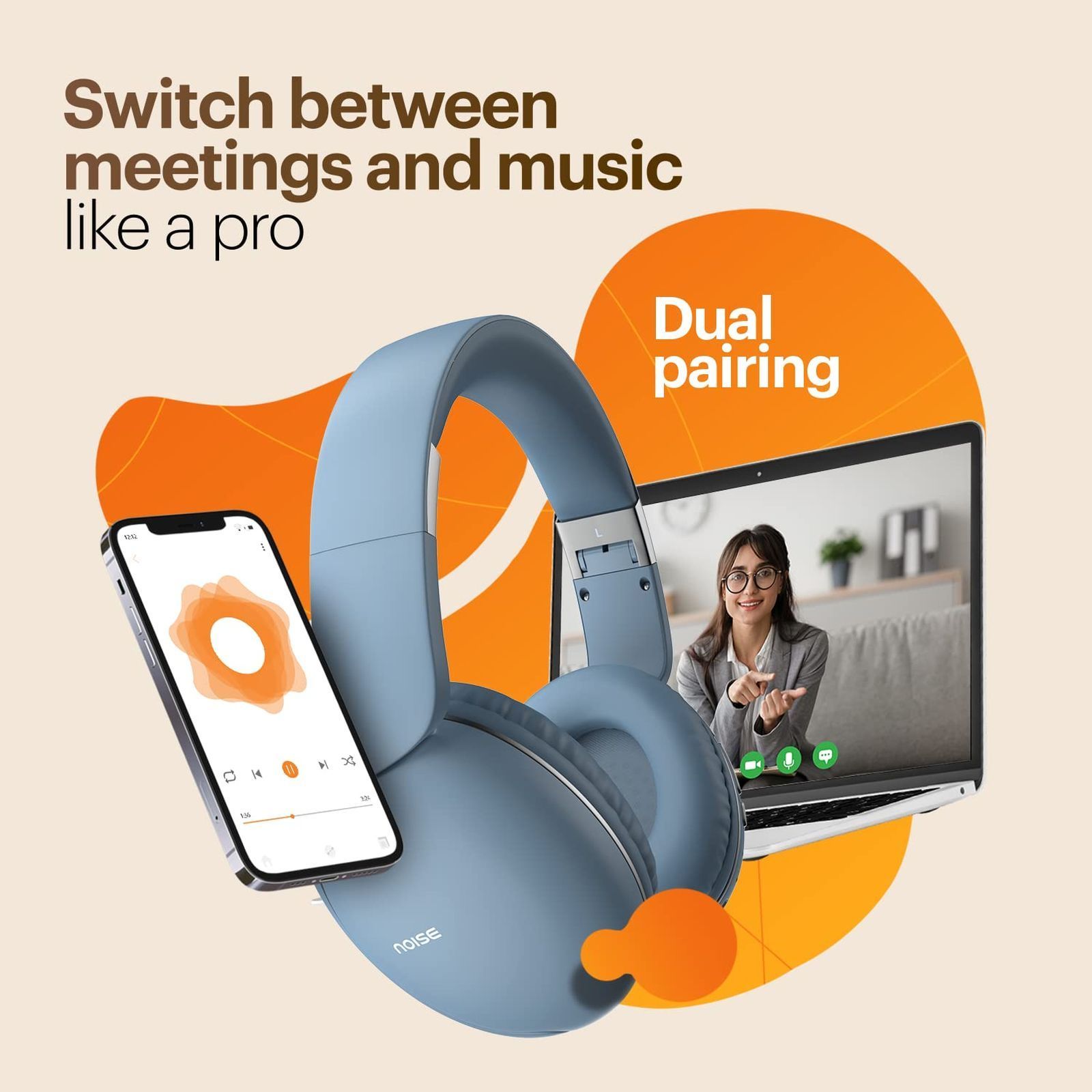 noise Two Bluetooth Headphone with Mic (Upto 50 Hours Playtime, Over Ear, Serene Blue) noise Two Bluetooth Headphone with Mic (Upto 50 Hours Playtime, Over Ear, Serene Blue)_7