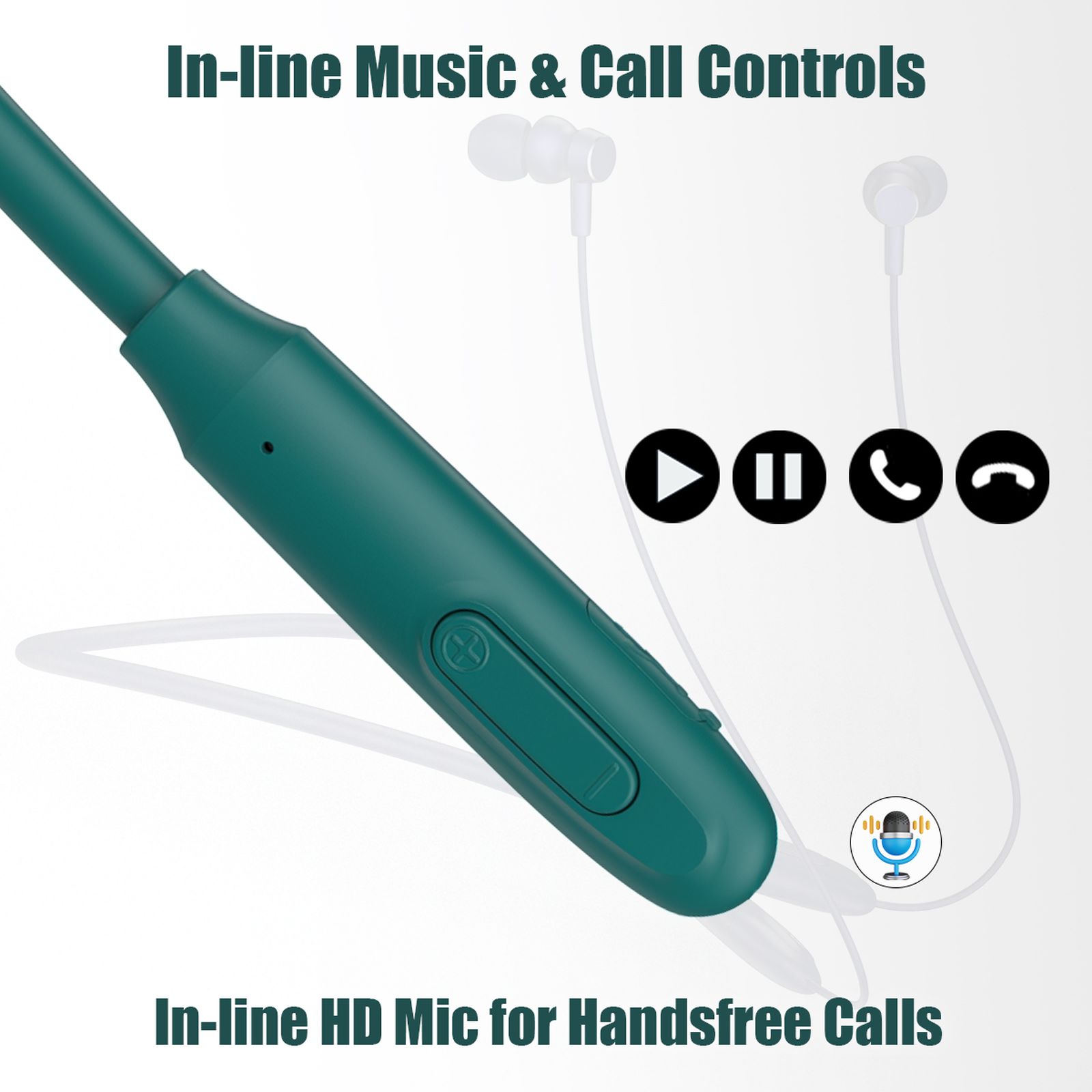 pTron InTunes Ace Neckband with Passive Noise Cancellation (IPX5 Water Resistant, Fast Charging, Green)_6