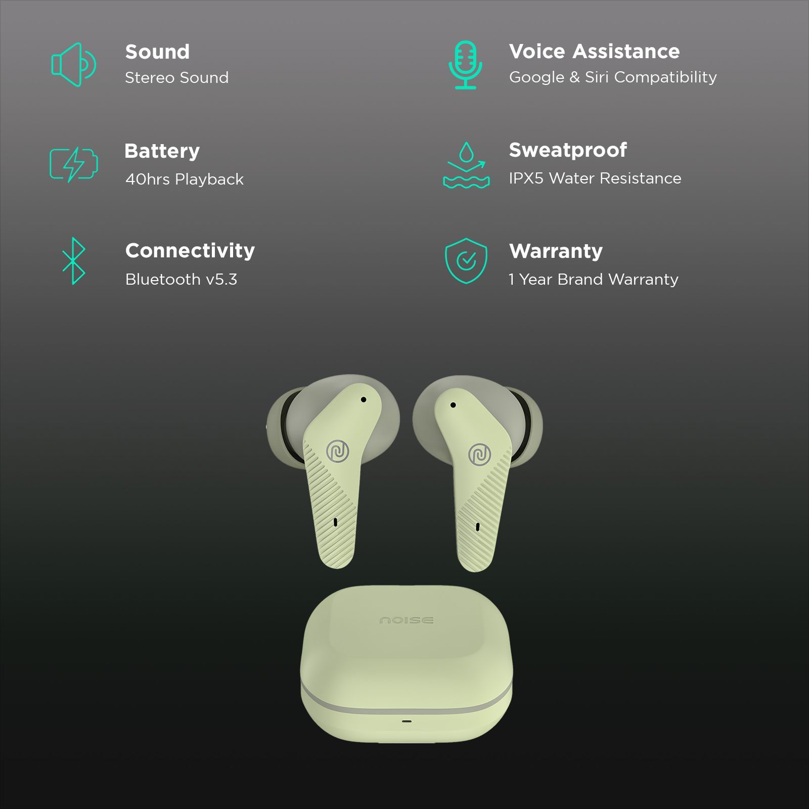 noise Buds VS102 Neo TWS Earbuds with Environmental Noise Cancellation (IPX5 Water Resistant, Instacharge, Olive Green)_2