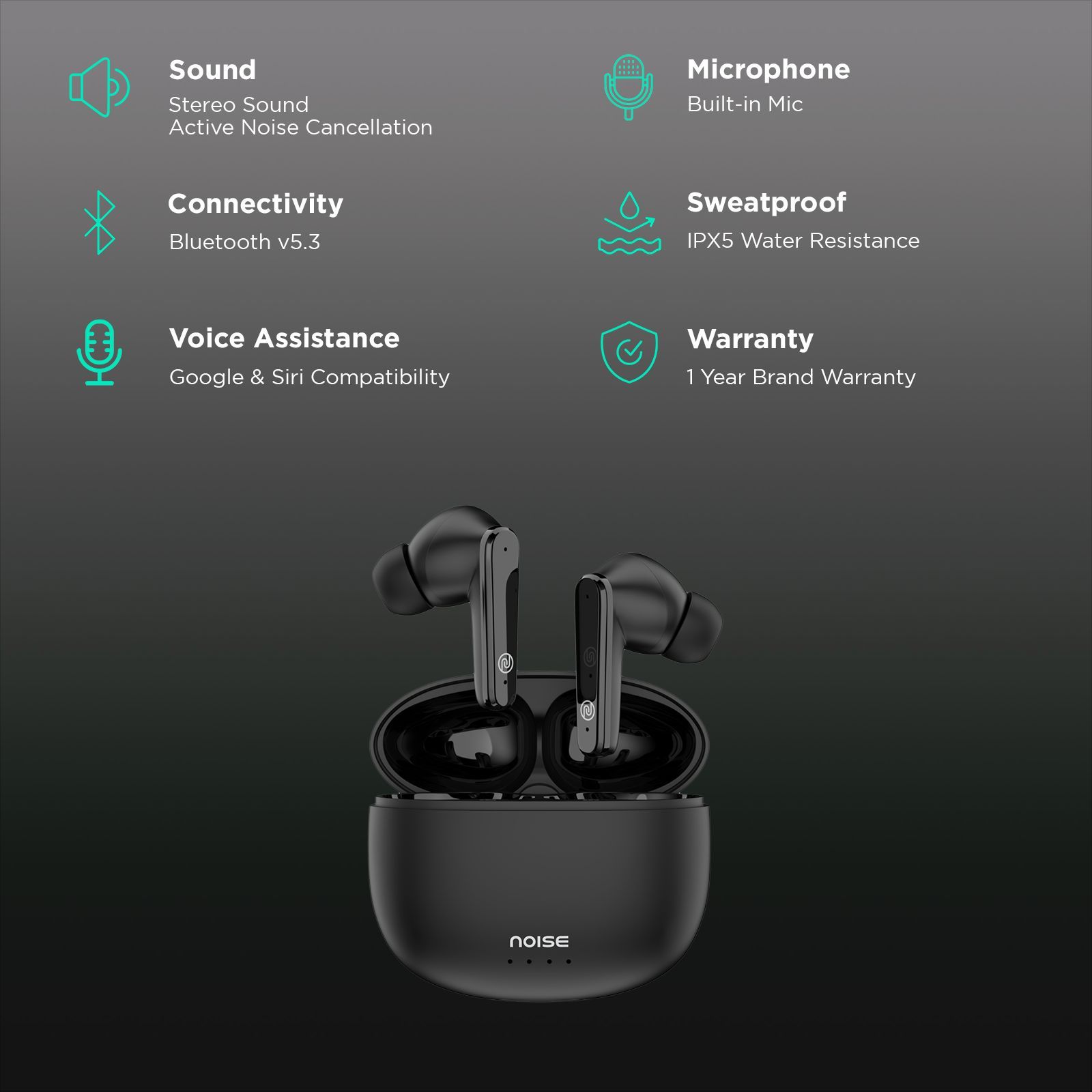 noise Buds VS104 Max TWS Earbuds with Active Noise Cancellation (IPX5 Water Resistant, Instacharge, Jet Black)_2