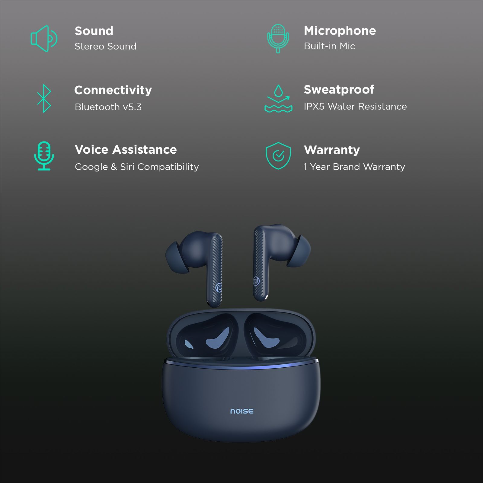 noise Aura Buds TWS Earbuds with Environmental Noise Cancellation (IPX5 Water Resistant, Instacharge, Aura Blue)_2