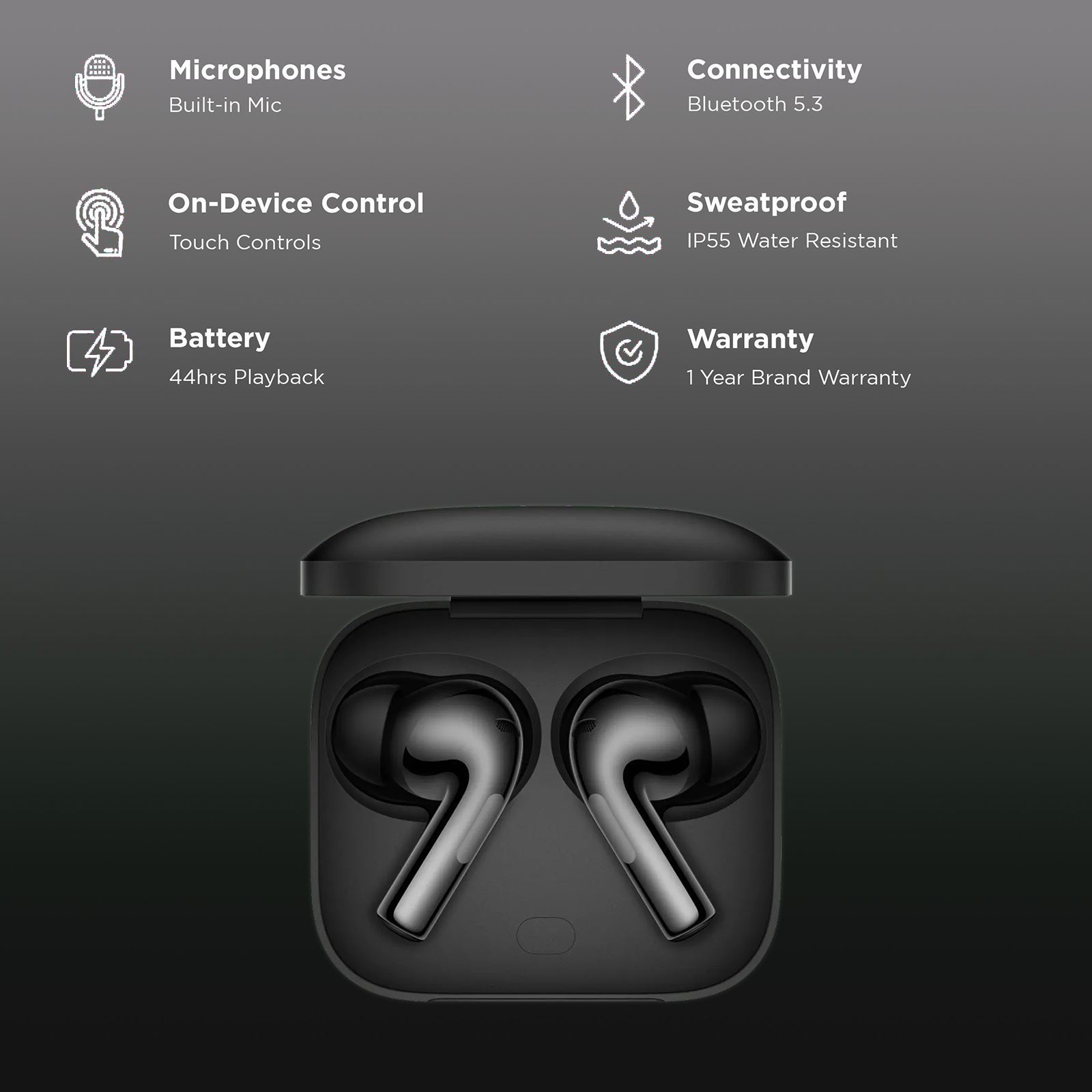 OnePlus Buds 3 TWS Earbuds with Adaptive Noise Cancellation (IP55 Water & Dust Resistant, Fast Charging, Metallic Gray)_2