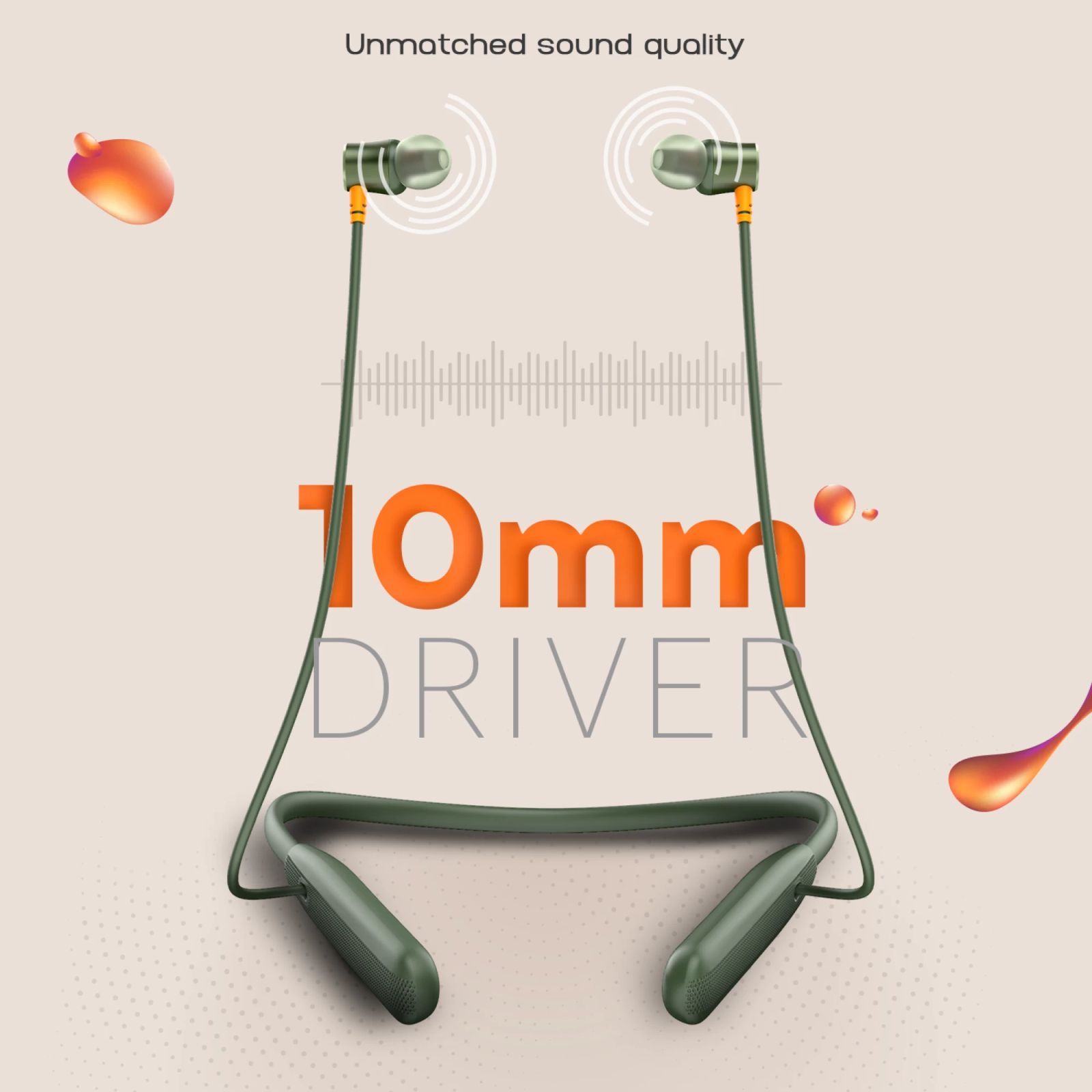 noise Airwave Neckband with Environmental Noise Cancellation (IPX5 Water Resistant, 3 EQ Modes, Olive Green)_4