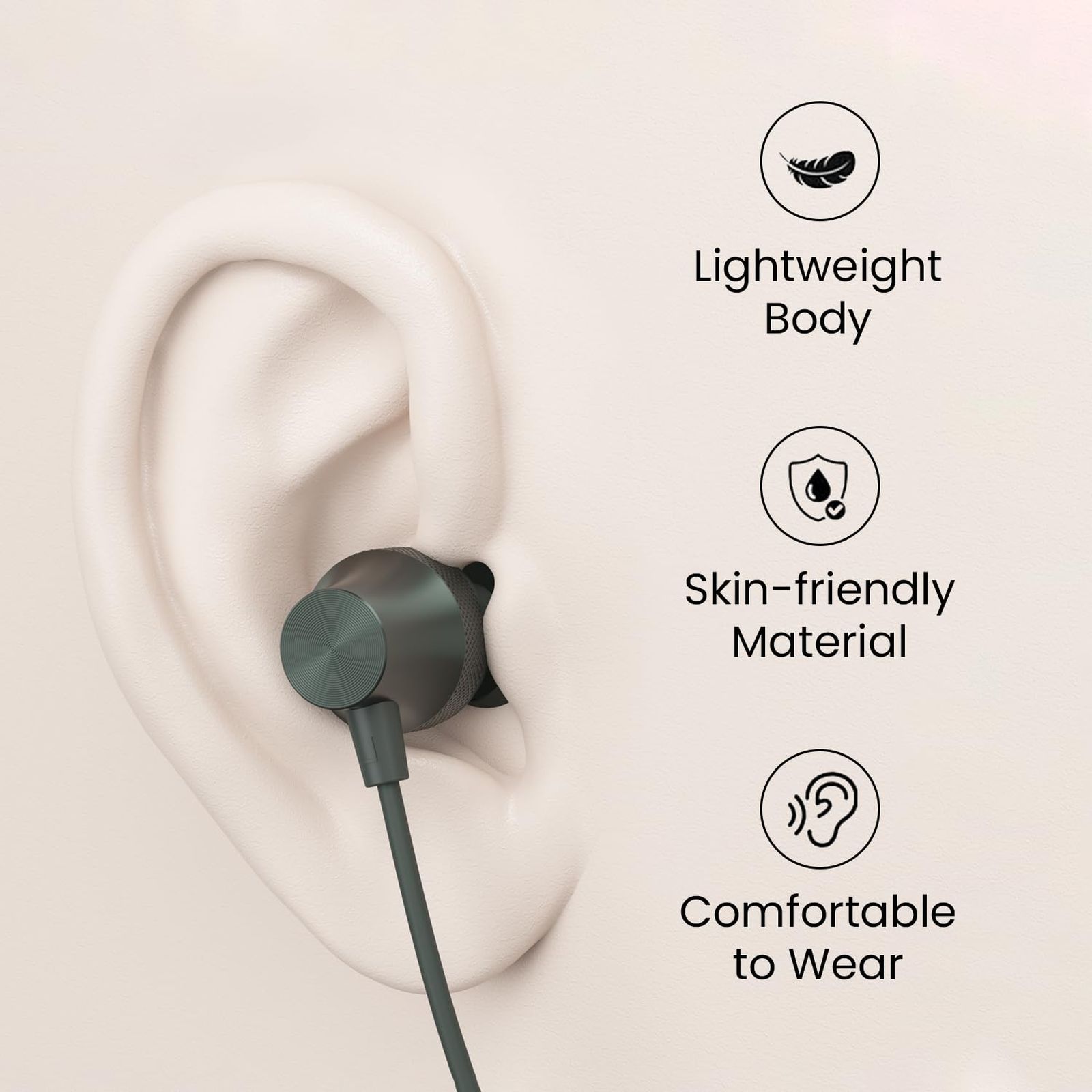 PORTRONICS Conch Beat C POR 2283 Wired Earphone with Mic (USB Type C Connector, In Ear, Grey) PORTRONICS Conch Beat C POR 2283 Wired Earphone with Mic (USB Type C Connector, In Ear, Grey)_3
