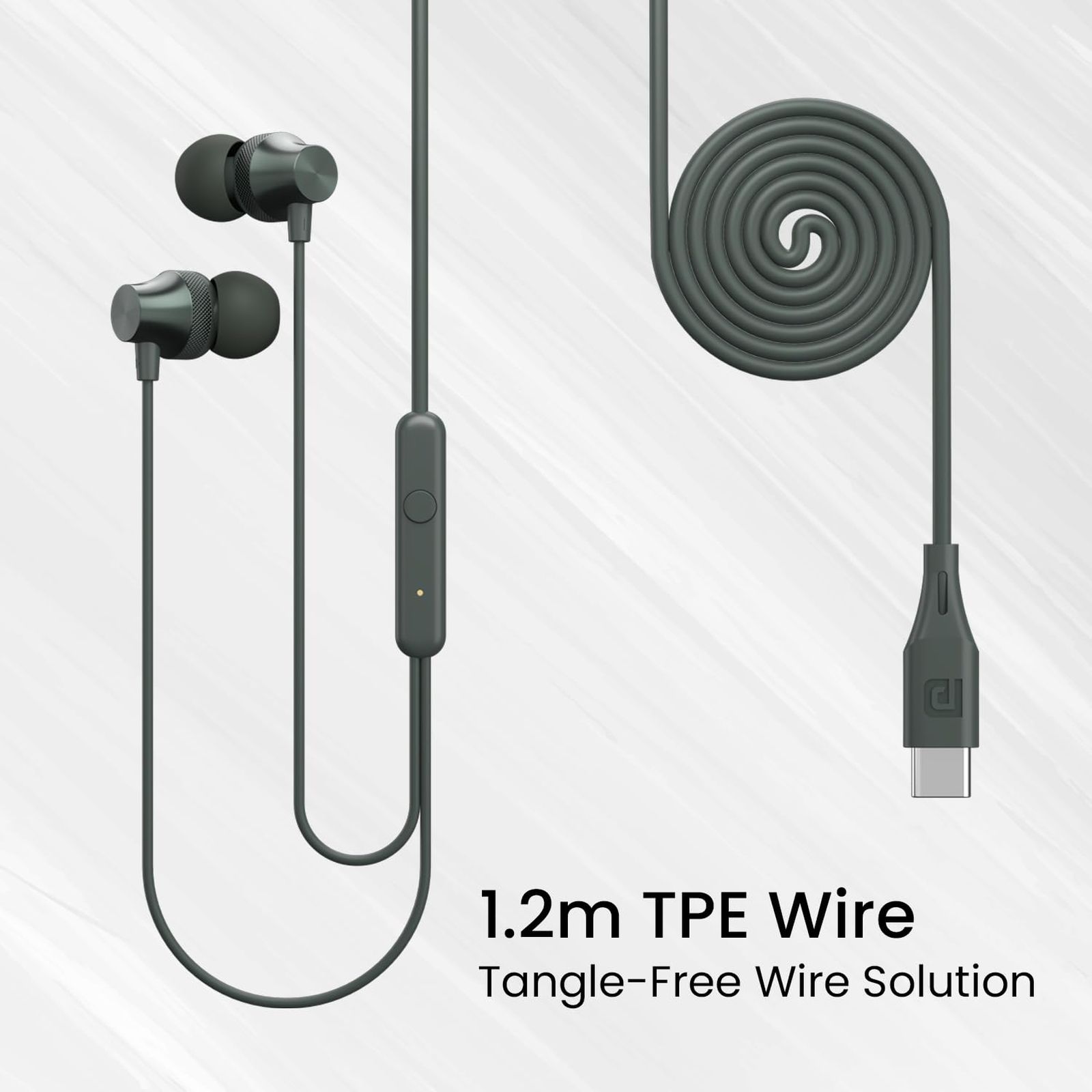 PORTRONICS Conch Beat C POR 2283 Wired Earphone with Mic (USB Type C Connector, In Ear, Grey) PORTRONICS Conch Beat C POR 2283 Wired Earphone with Mic (USB Type C Connector, In Ear, Grey)_5