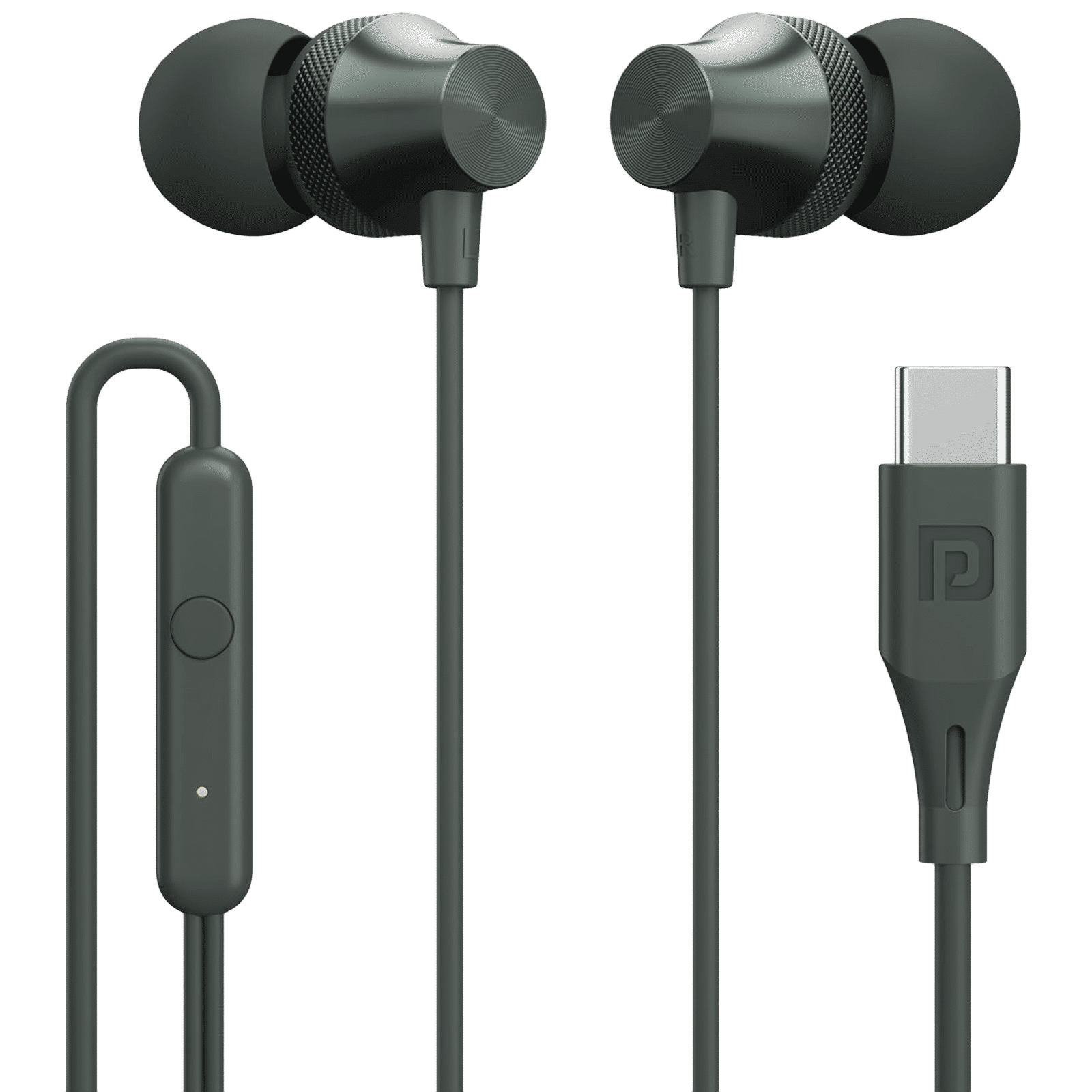 PORTRONICS Conch Beat C POR 2283 Wired Earphone with Mic (USB Type C Connector, In Ear, Grey) PORTRONICS Conch Beat C POR 2283 Wired Earphone with Mic (USB Type C Connector, In Ear, Grey)_1