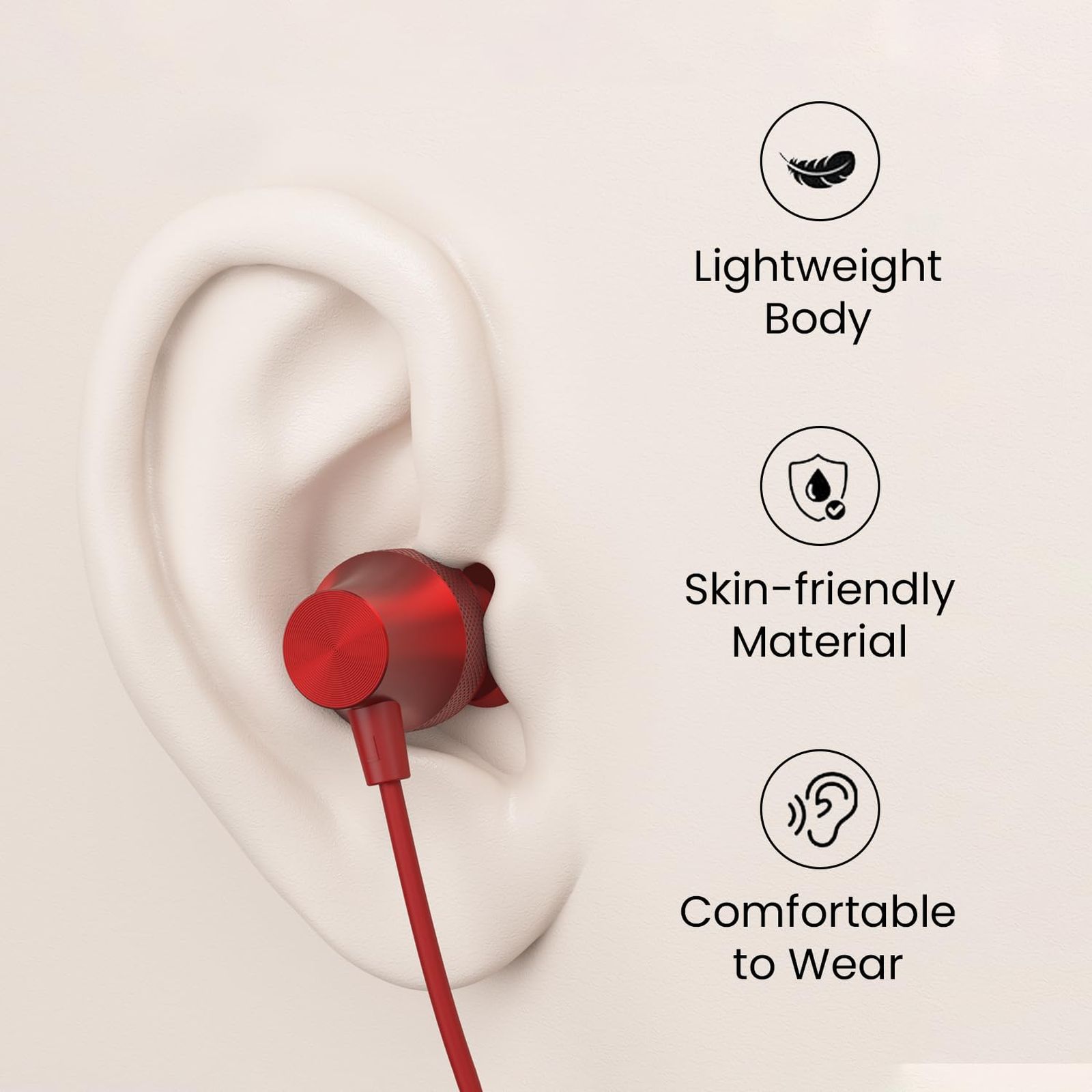 PORTRONICS Conch Beat C POR 2285 Wired Earphone with Mic (USB Type C Connector, In Ear, Red)_7