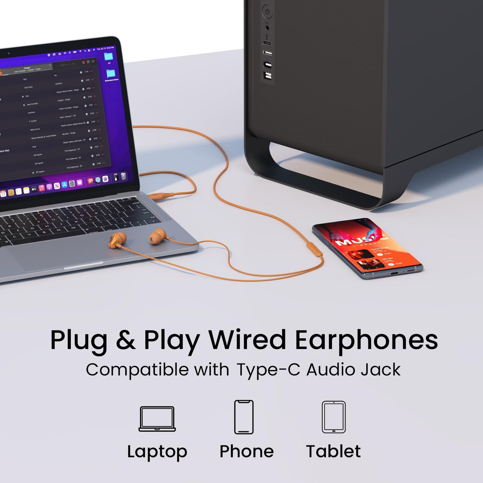 PORTRONICS Conch Beat C POR 2286 Wired Earphone with Mic (USB Type C Connector, In Ear, Yellow)_8