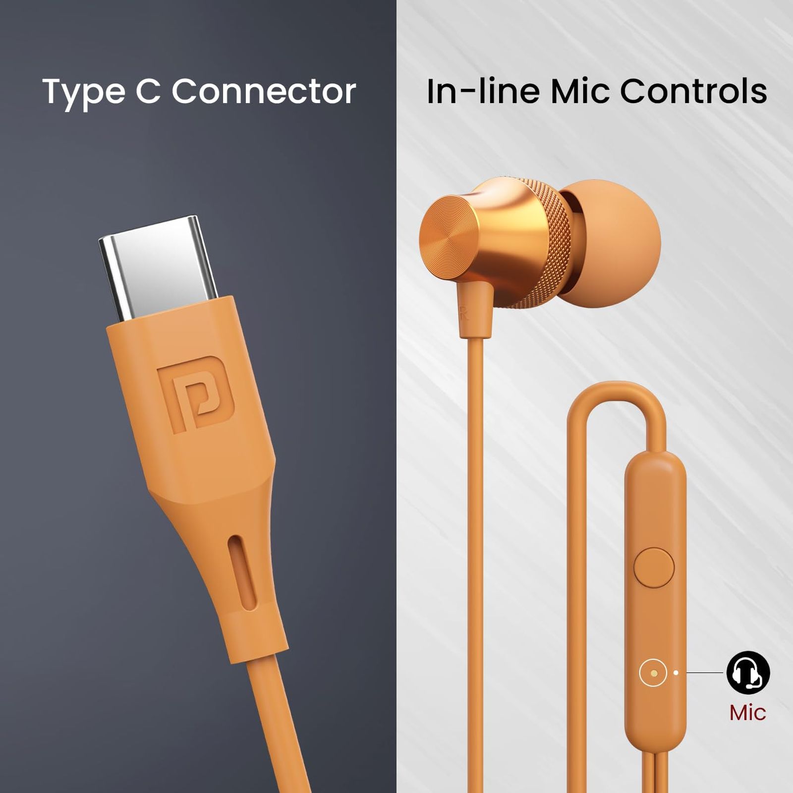 PORTRONICS Conch Beat C POR 2286 Wired Earphone with Mic (USB Type C Connector, In Ear, Yellow)_4