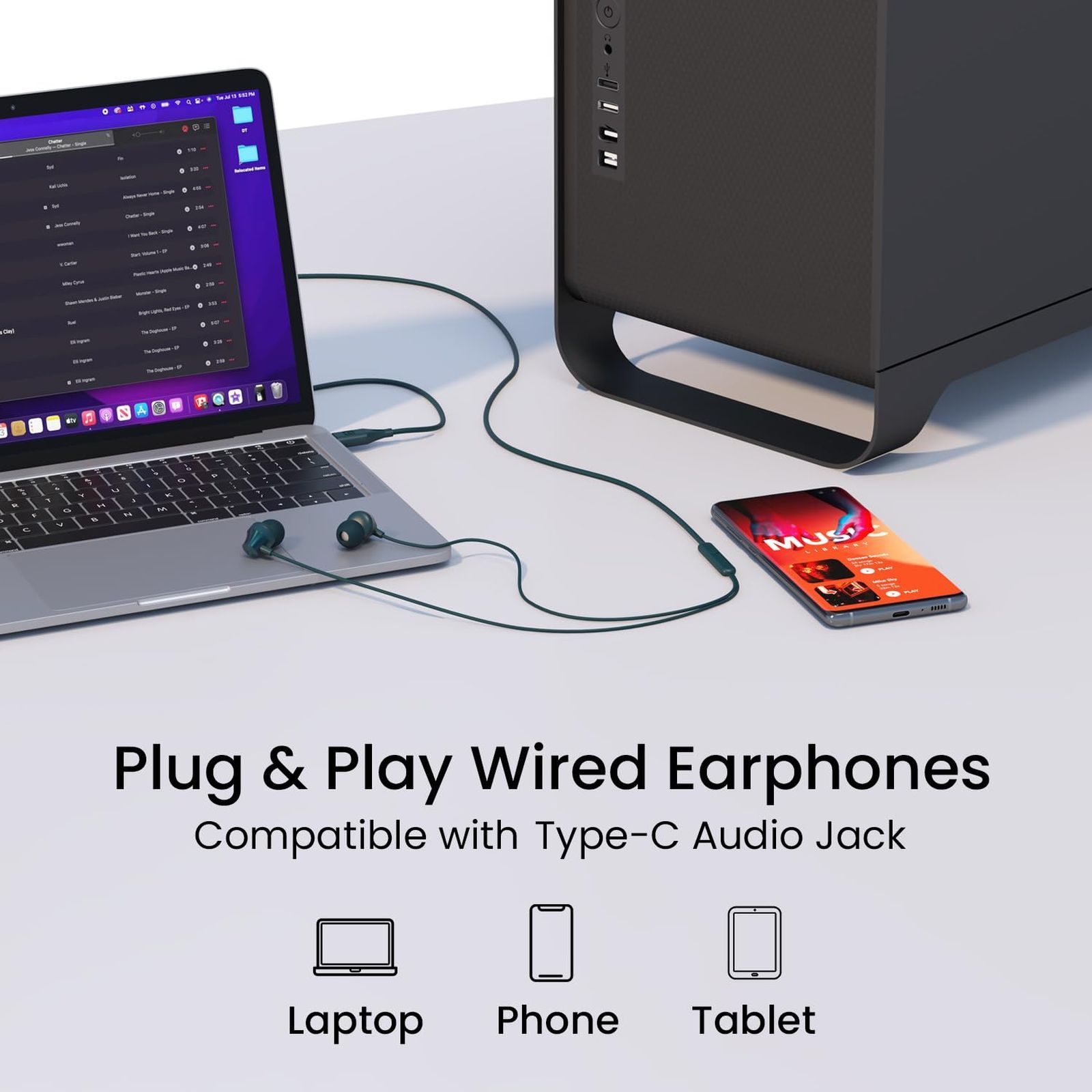 PORTRONICS Conch Beat C POR 2288 Wired Earphone with Mic (USB Type C Connector, In Ear, Blue)_8