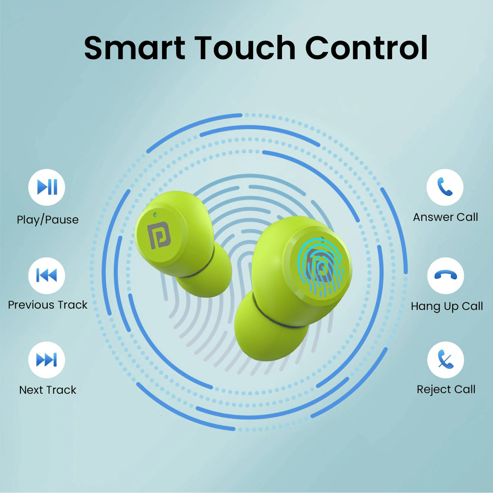 PORTRONICS Harmonics Twins S13 POR2227 TWS Earbuds (IPX5 Water & Sweat Resistant, Deep Bass Technology, Green)_8