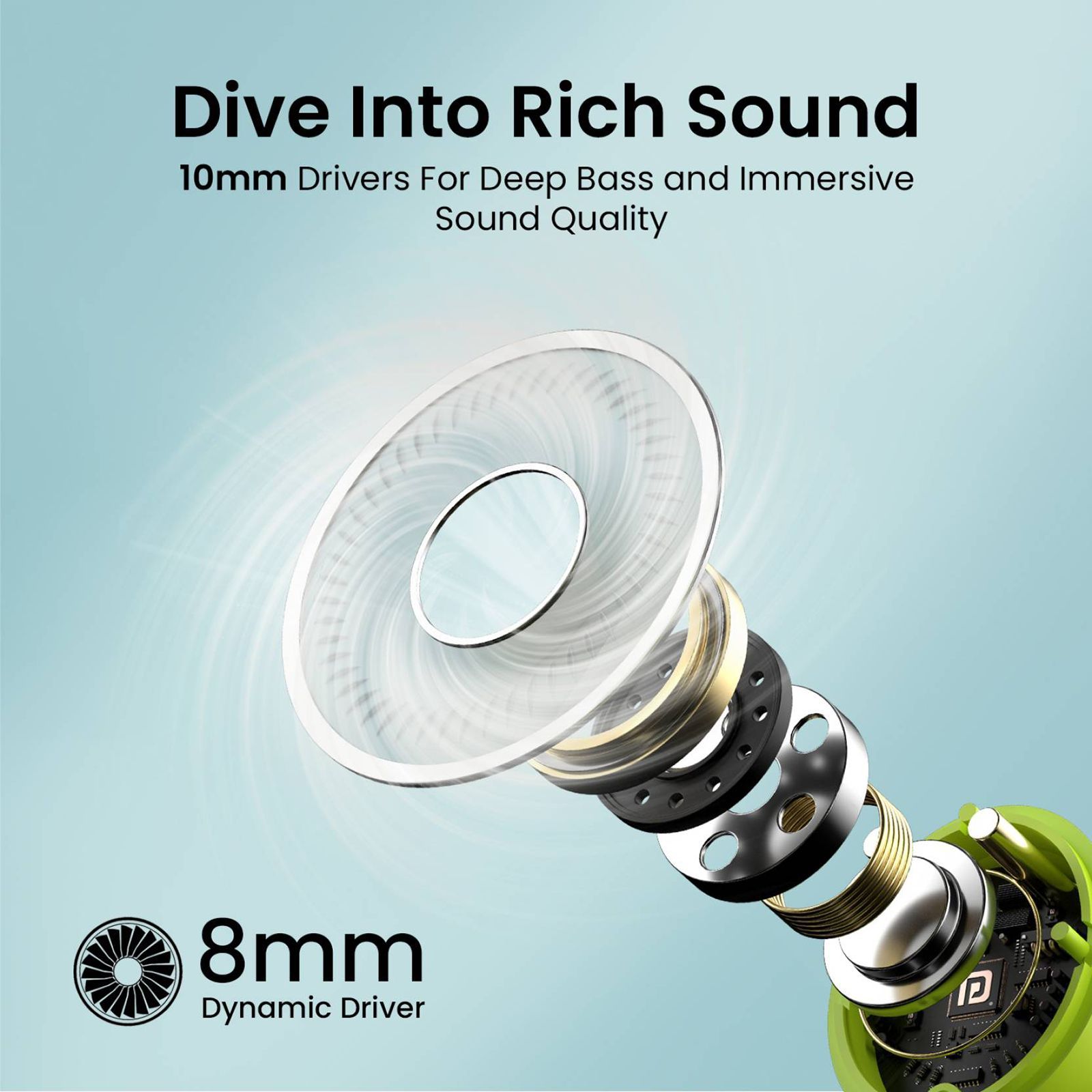 PORTRONICS Harmonics Twins S13 POR2227 TWS Earbuds (IPX5 Water & Sweat Resistant, Deep Bass Technology, Green)_4