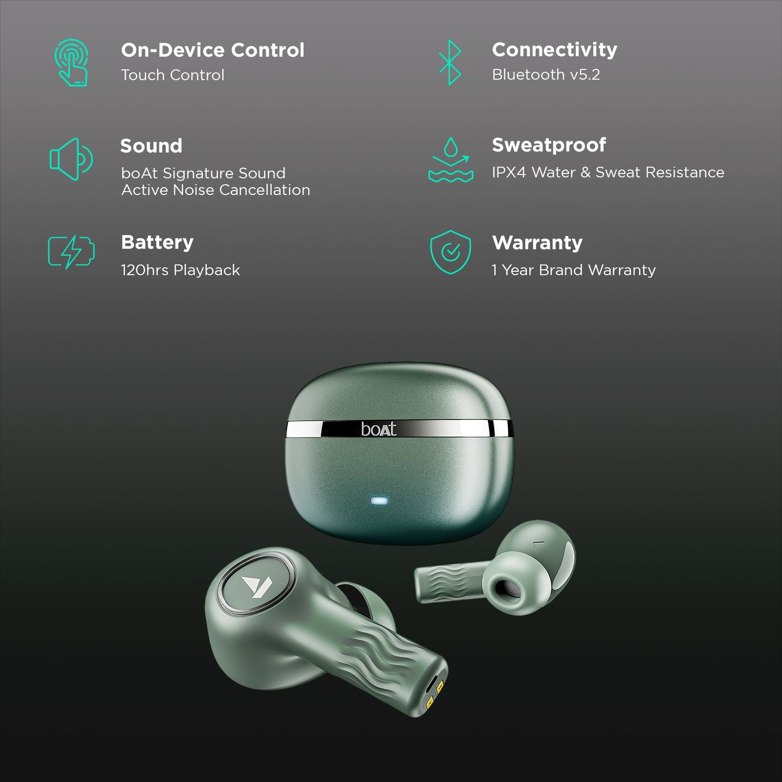 boAt Nirvana Ion TWS Earbuds with Active Noise Cancellation (IPX4 Water & Sweat Resistant, ASAP Charging, Northern Lights)_2