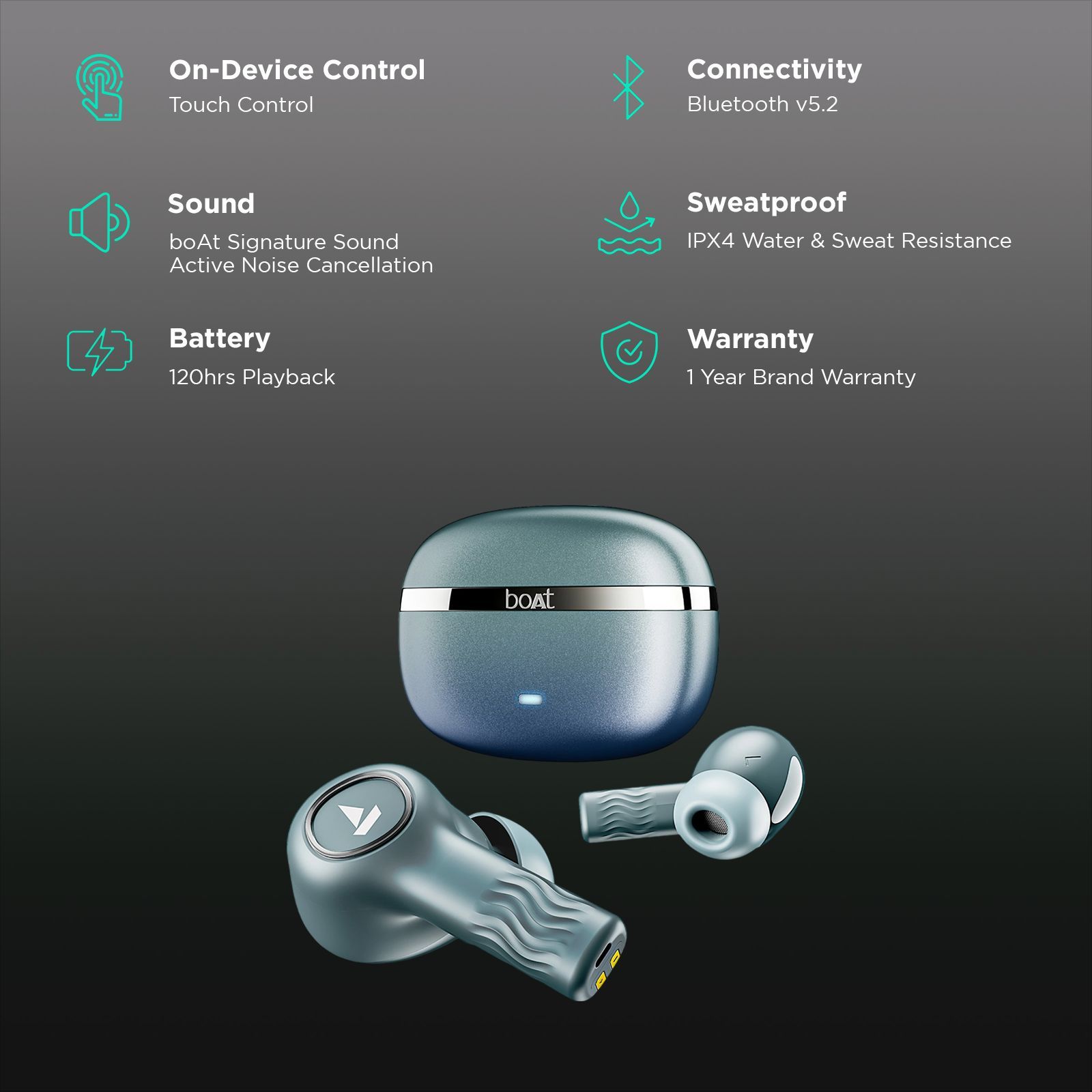 boAt Nirvana Ion TWS Earbuds with Active Noise Cancellation (IPX4 Water and Sweat Resistant, ASAP Charging, Blazing Comet) boAt Nirvana Ion TWS Earbuds with Active Noise Cancellation (IPX4 Water and Sweat Resistant, ASAP Charging, Blazing Comet)_2