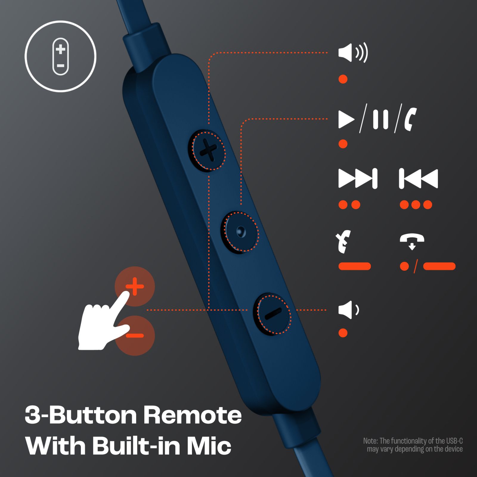 JBL T310C Wired Earphone with Mic (USB Type-C Connector, In Ear, Blue)_12