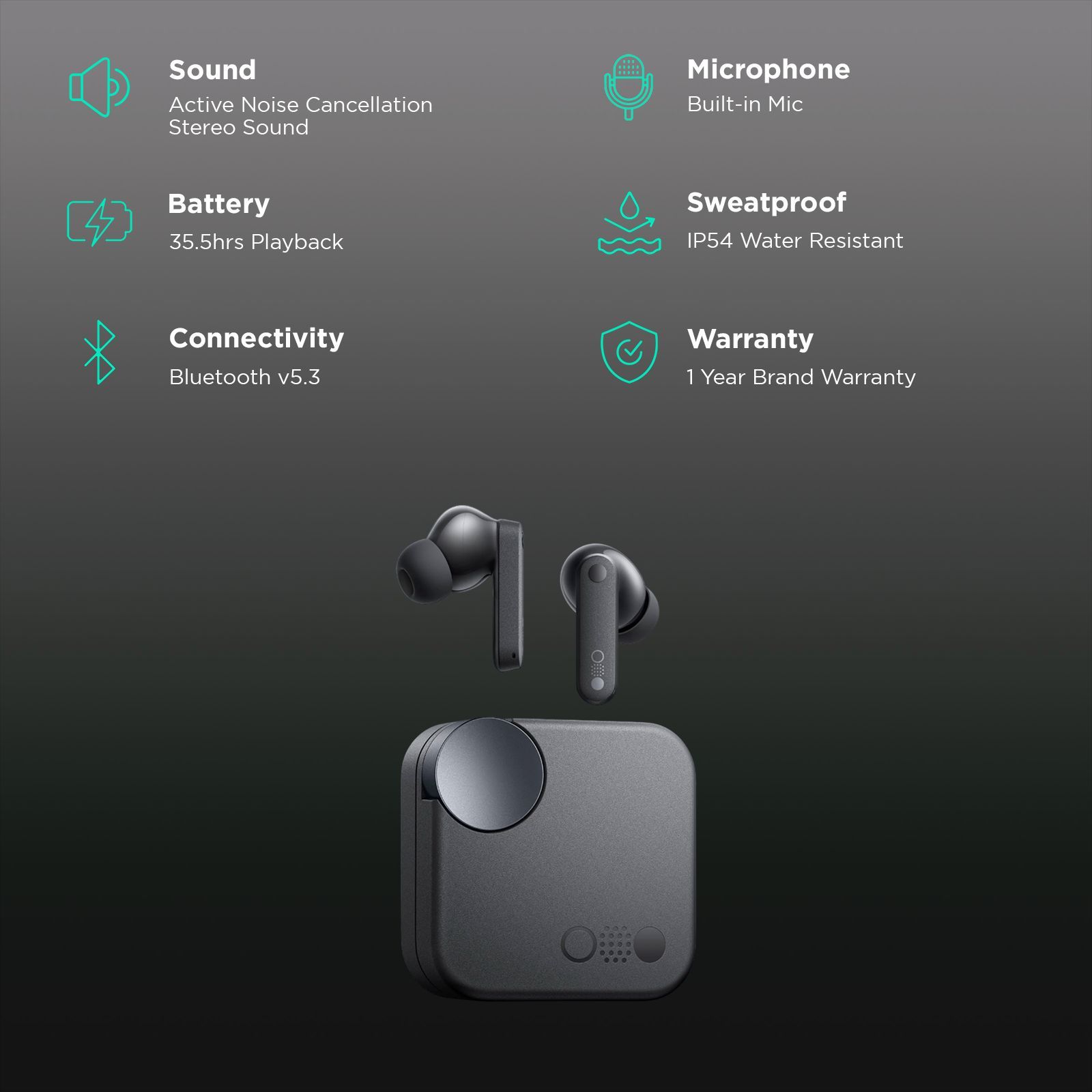 Nothing CMF TWS Earbuds with Active Noise Cancellation (IP54 Water & Dust Resistant, Ultra Bass Technology, Dark Grey)_2