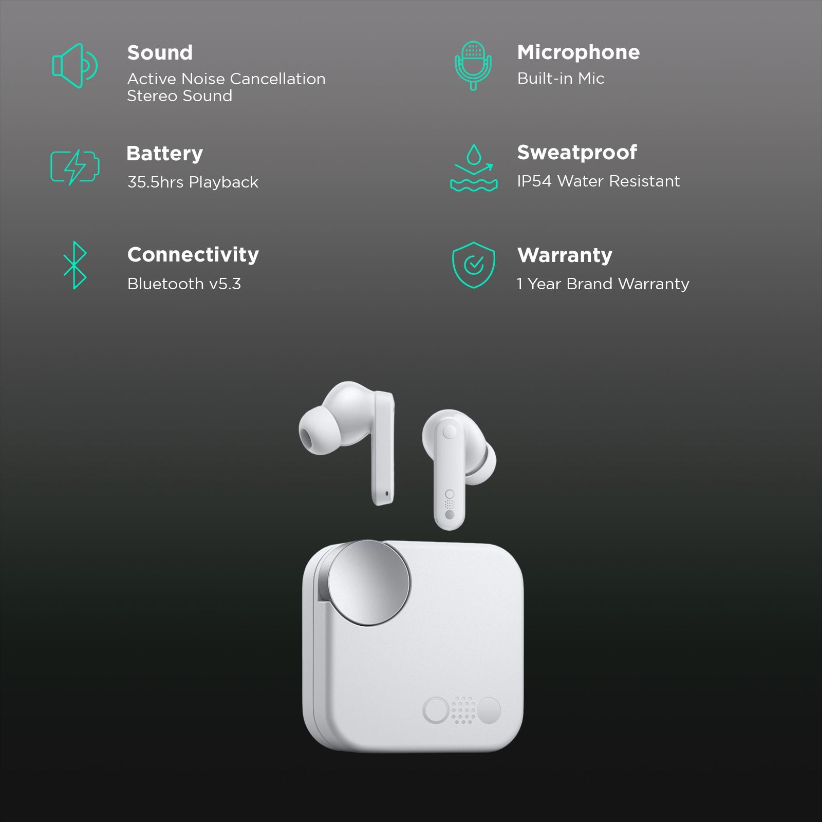 Nothing CMF TWS Earbuds with Active Noise Cancellation (IP54 Water & Dust Resistant, Ultra Bass Technology, Light Grey)_2