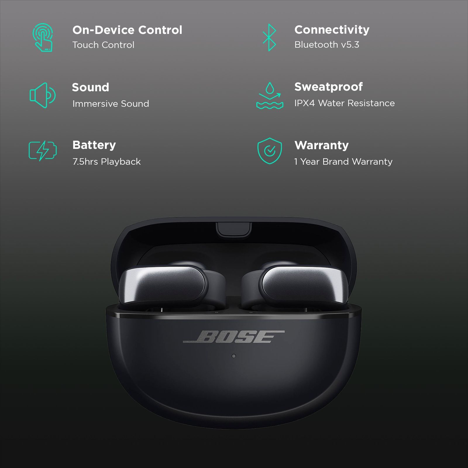 BOSE Ultra Open TWS Earbuds (IPX4 Water and Sweat Resistant, Upto 7.5 Hours Playback, Black) BOSE Ultra Open TWS Earbuds (IPX4 Water and Sweat Resistant, Upto 7.5 Hours Playback, Black)_2