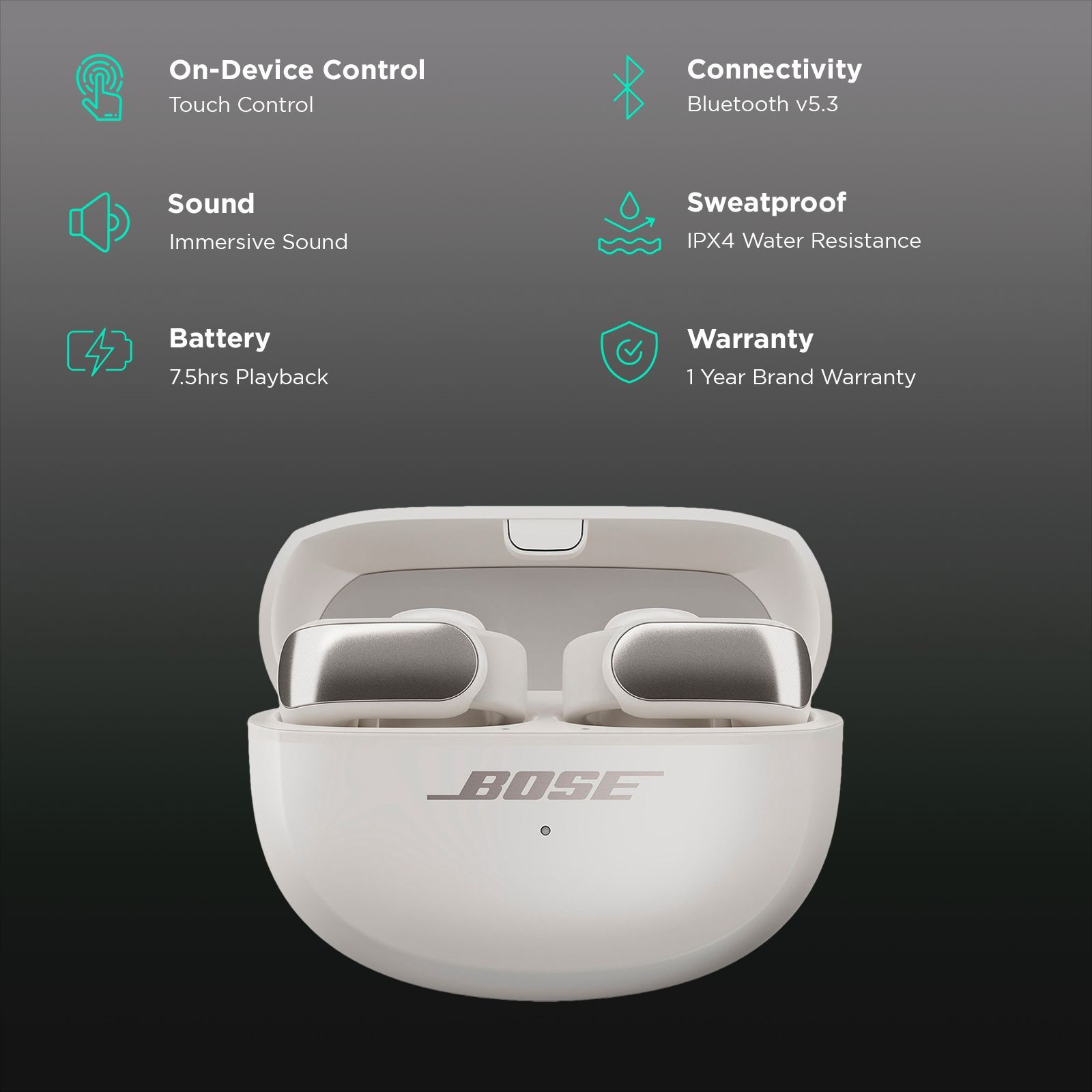 BOSE Ultra Open TWS Earbuds (IPX4 Water and Sweat Resistant, Upto 7.5 Hours Playback, White Smoke) BOSE Ultra Open TWS Earbuds (IPX4 Water and Sweat Resistant, Upto 7.5 Hours Playback, White Smoke)_2