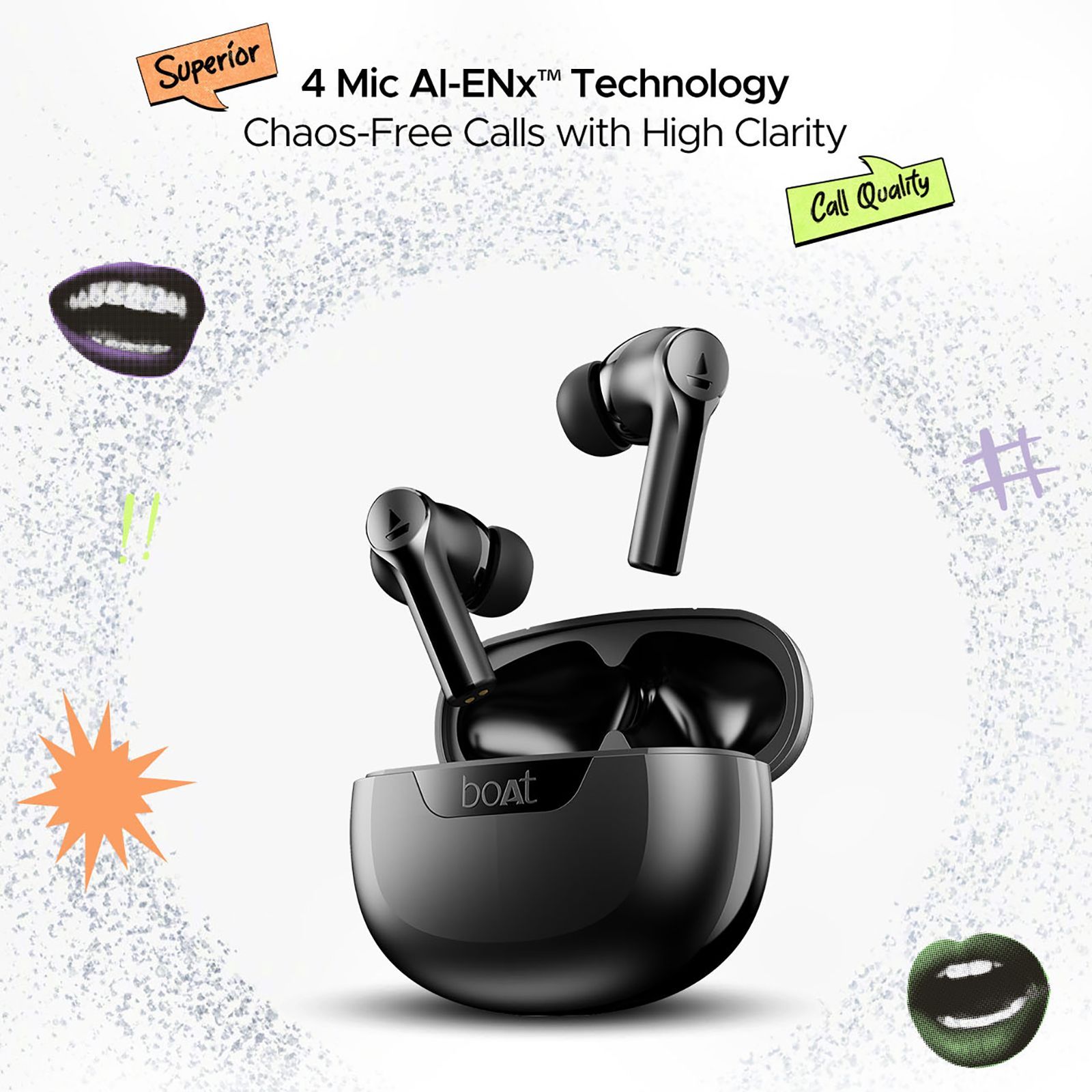 boAt Airdopes 300 TWS Earbuds with AI Environmental Noise Cancellation (IPX4 Water Proof, Splash & Sweat Resistance, 50 Hours Playback, Gunmetal Black) boAt Airdopes 300 TWS Earbuds with AI Environmental Noise Cancellation (IPX4 Water Proof, Splash & Sweat Resistance, 50 Hours Playback, Gunmetal Black)_13