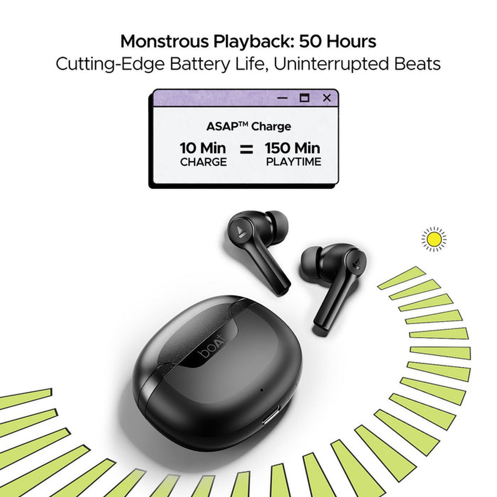 boAt Airdopes 300 TWS Earbuds with AI Environmental Noise Cancellation (IPX4 Water Proof, Splash & Sweat Resistance, 50 Hours Playback, Gunmetal Black) boAt Airdopes 300 TWS Earbuds with AI Environmental Noise Cancellation (IPX4 Water Proof, Splash & Sweat Resistance, 50 Hours Playback, Gunmetal Black)_7